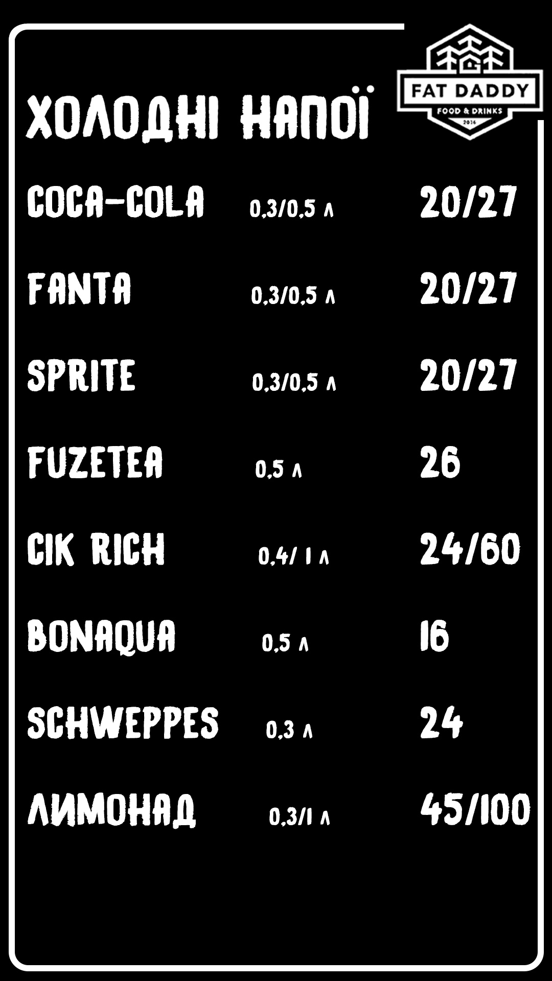 Fat Daddy Burgers menu 9