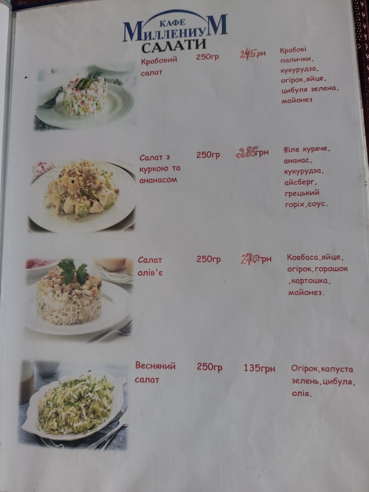 Мілленіум Кафе menu 1