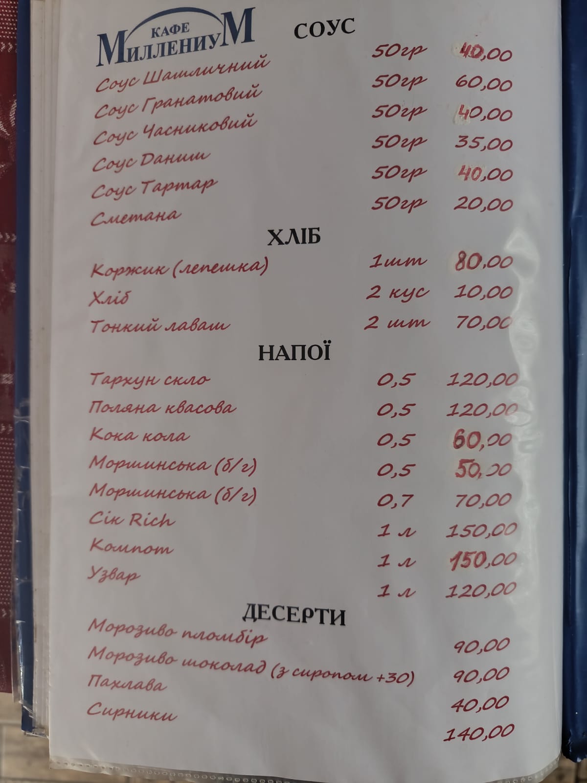 Мілленіум Кафе menu 7