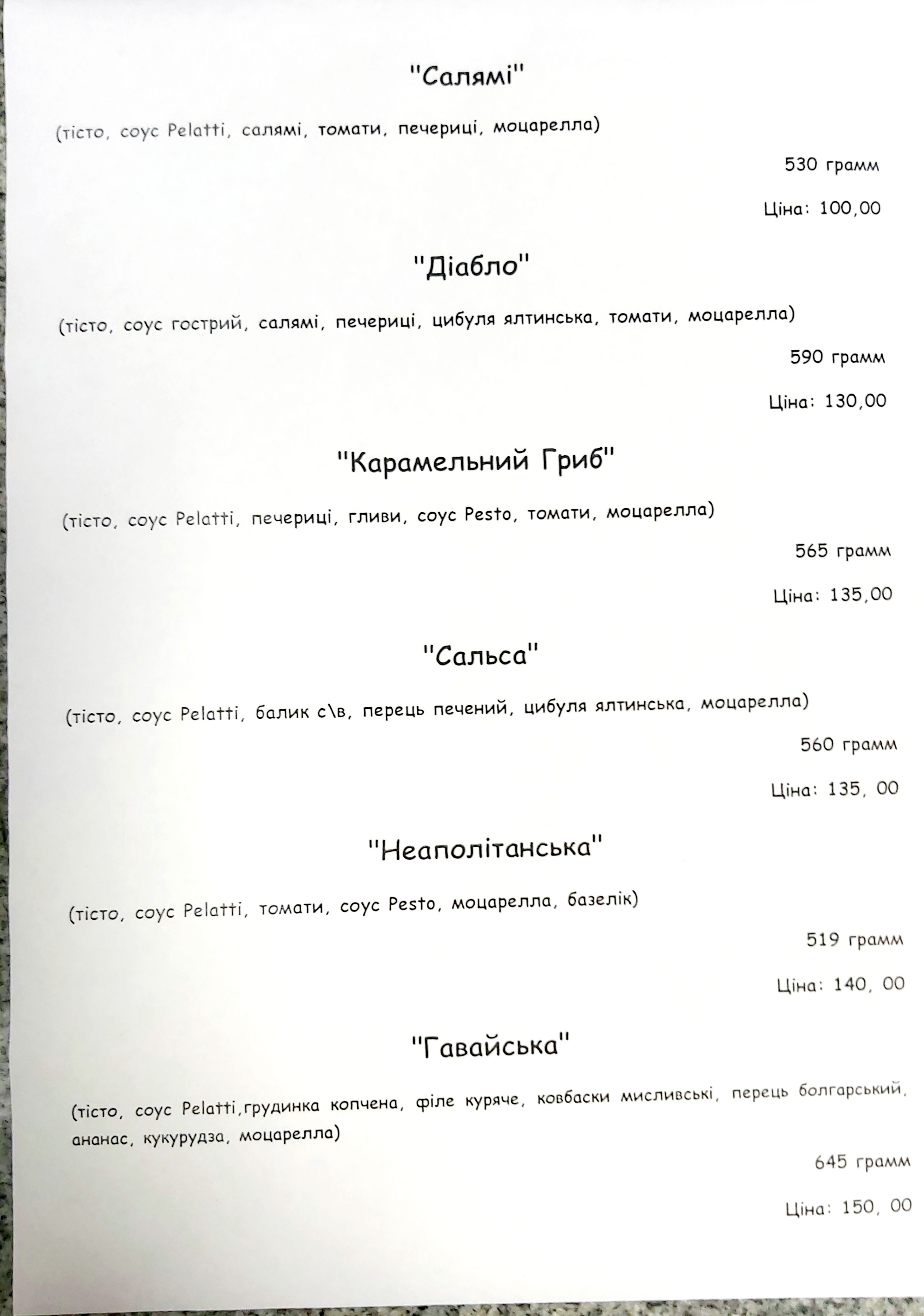 ПЧ Pizza menu 1
