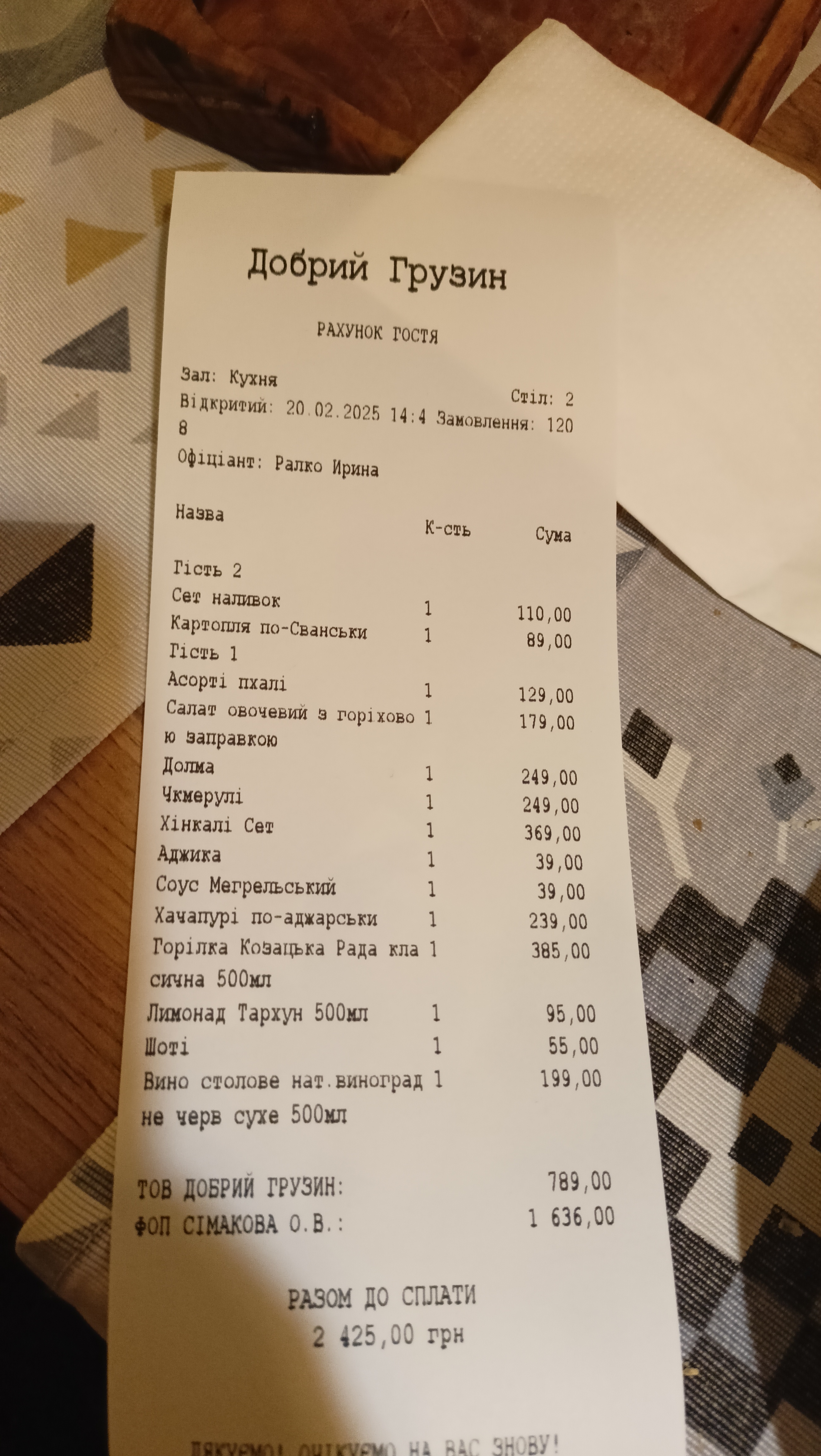 Dobryy Hruzyn menu 10