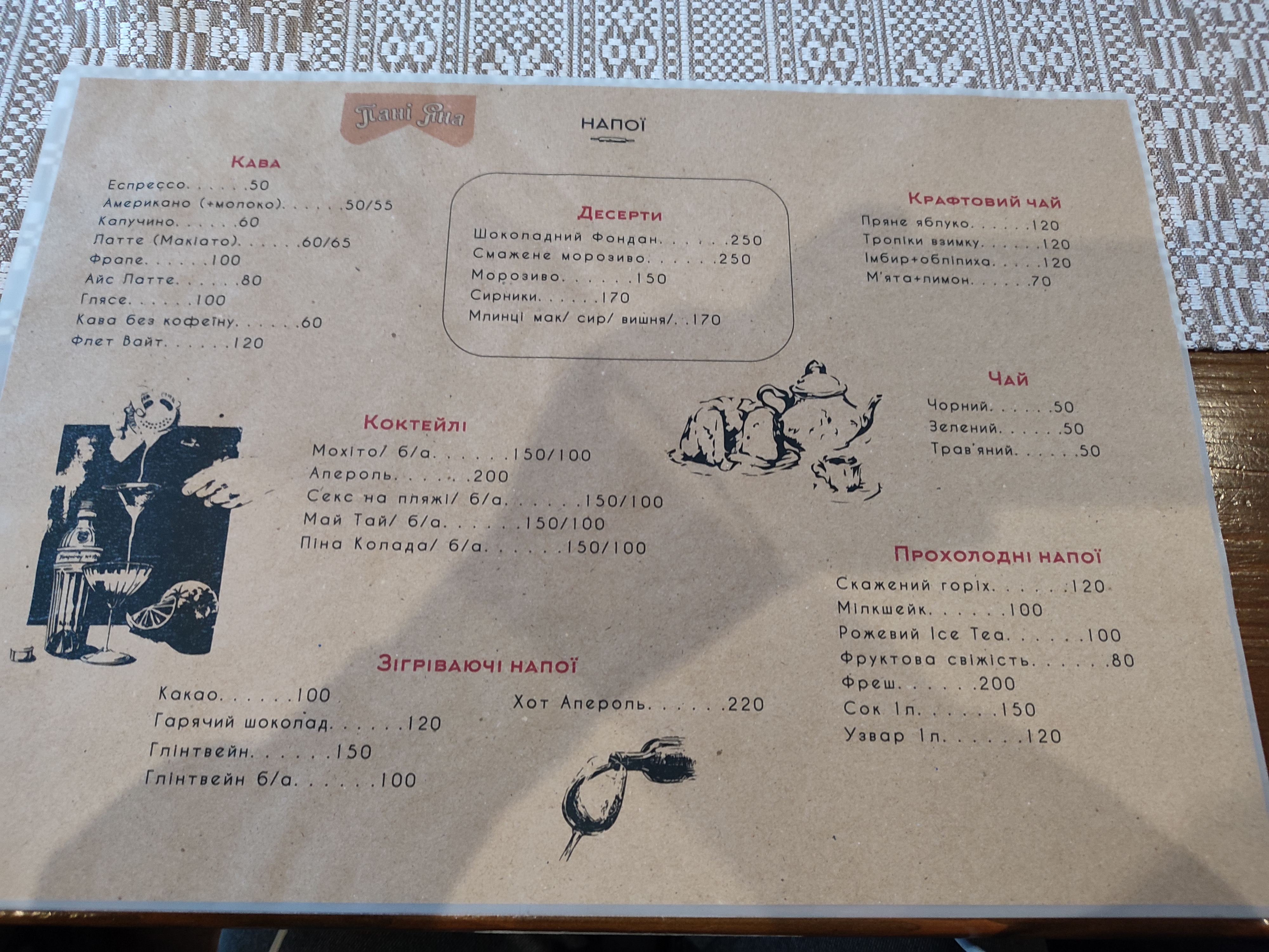 Pani Yana menu 2