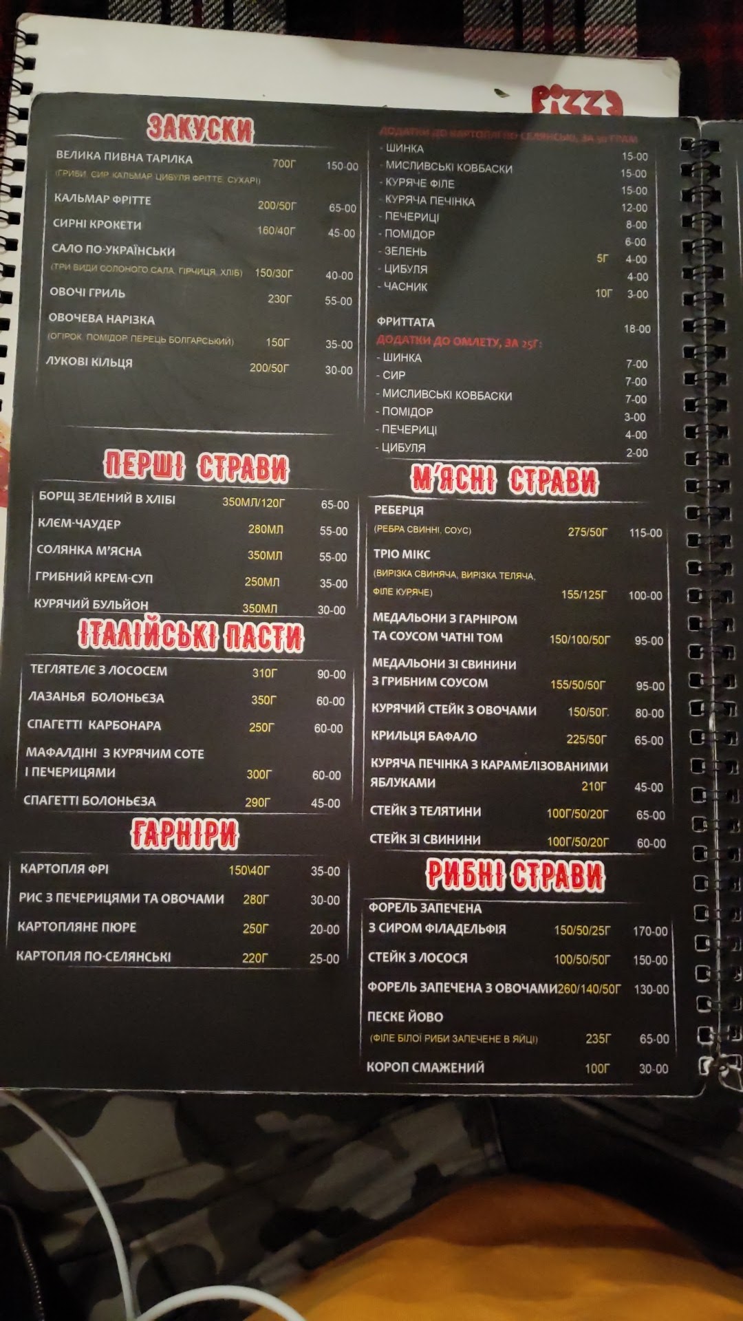 Dzhelʹsomino menu 12