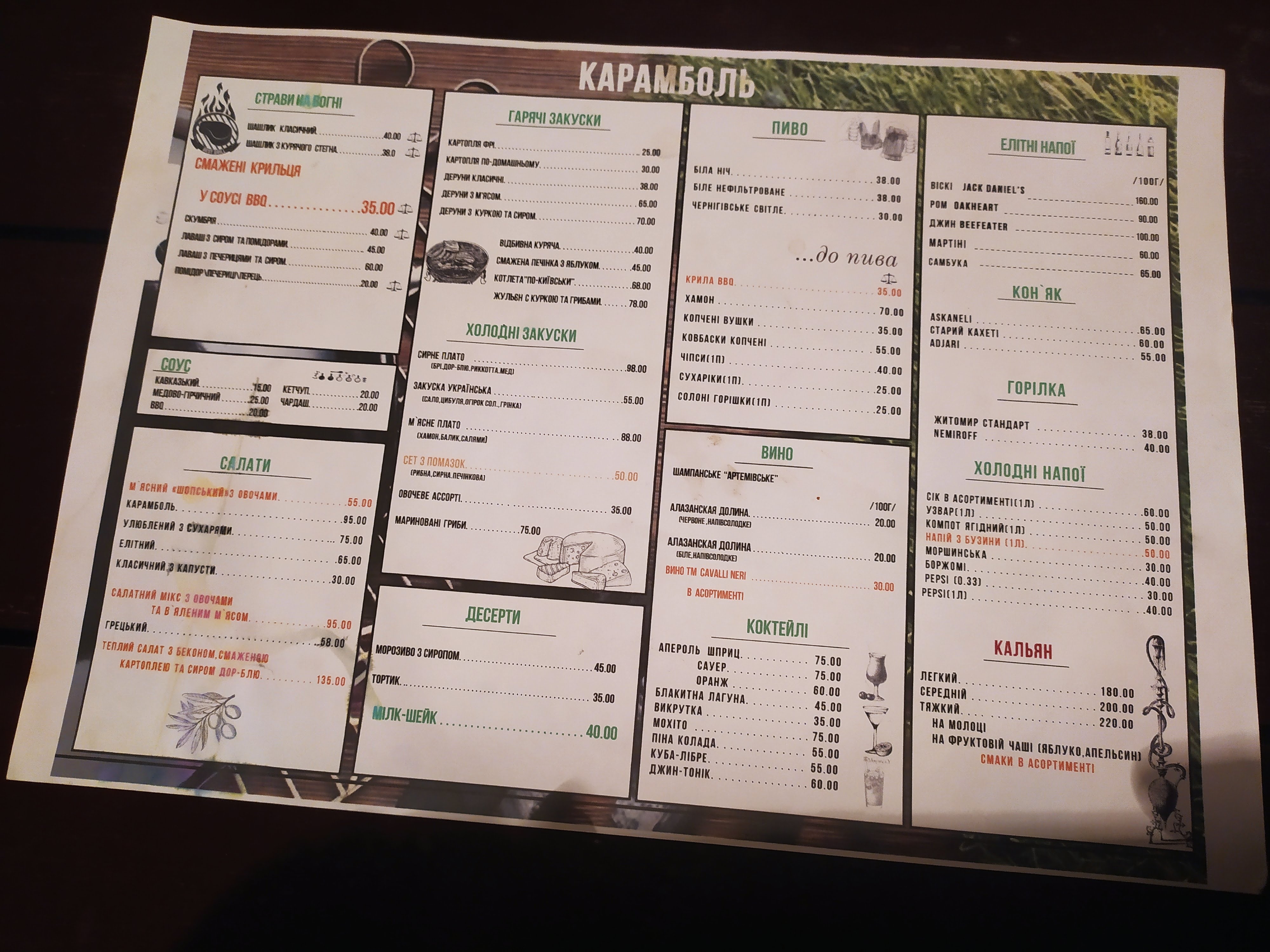 Кафе Карамболь menu 1