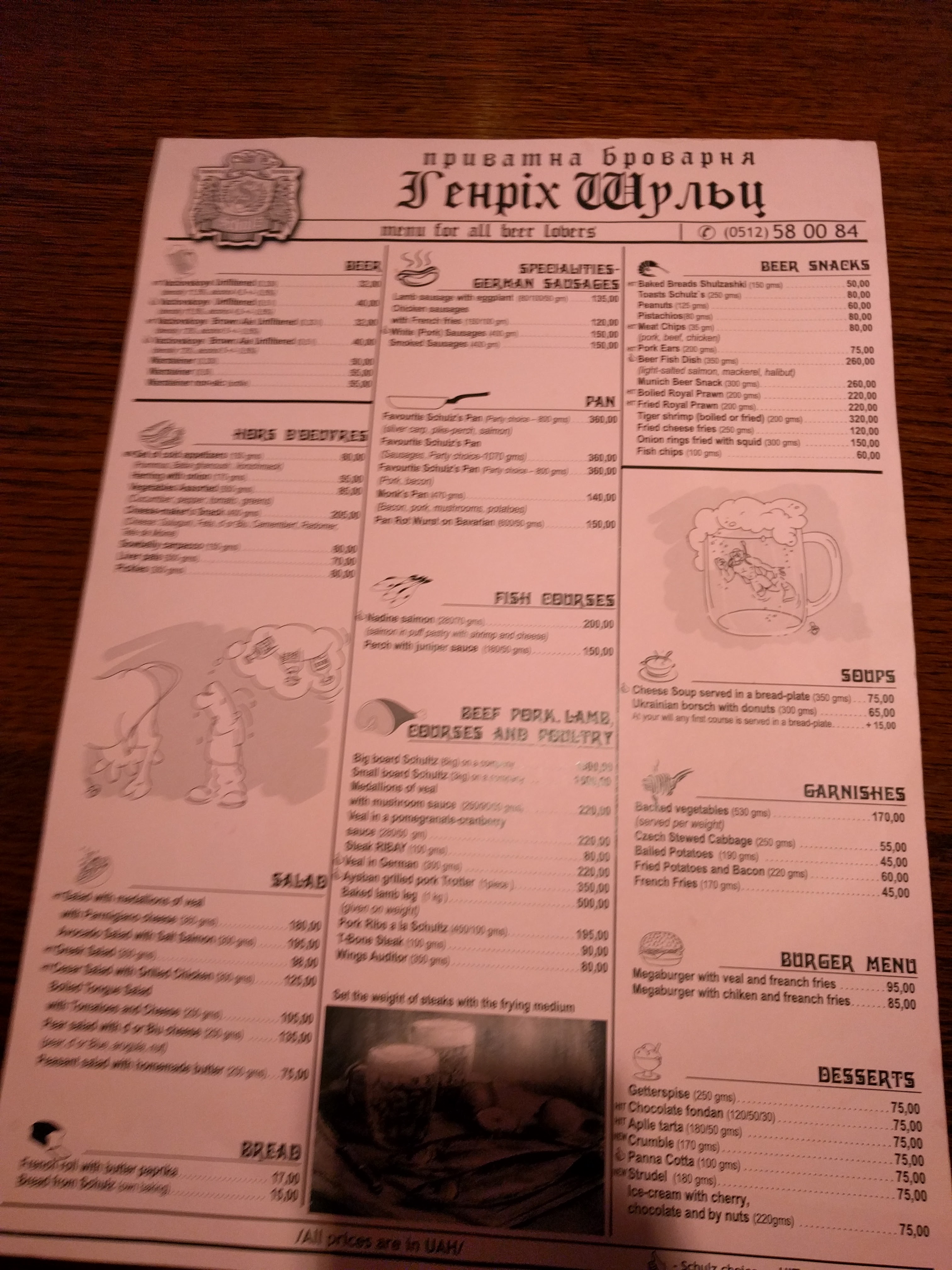 Heinrich Schultz Private brewery menu 7