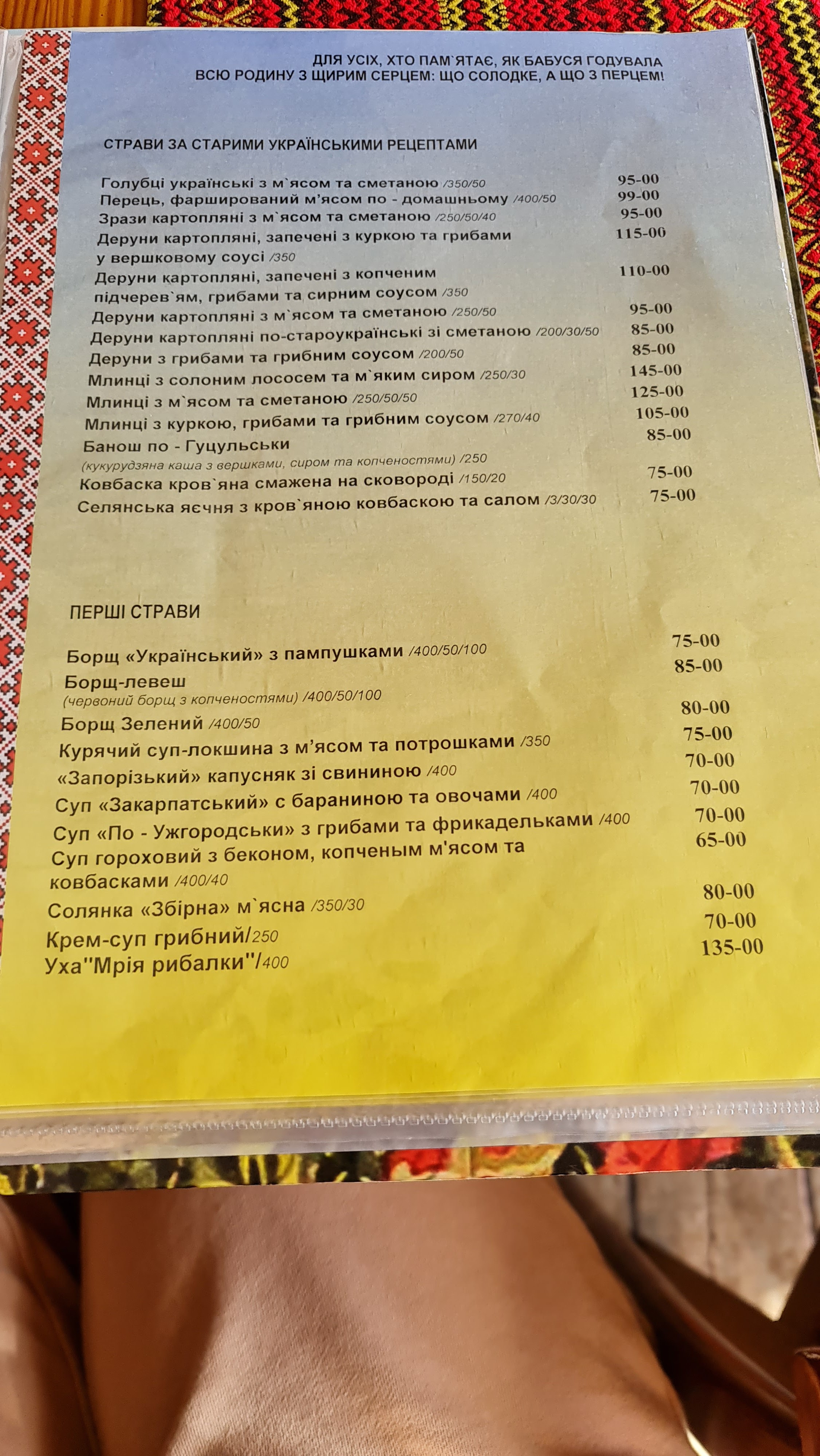 Varenyky menu 1