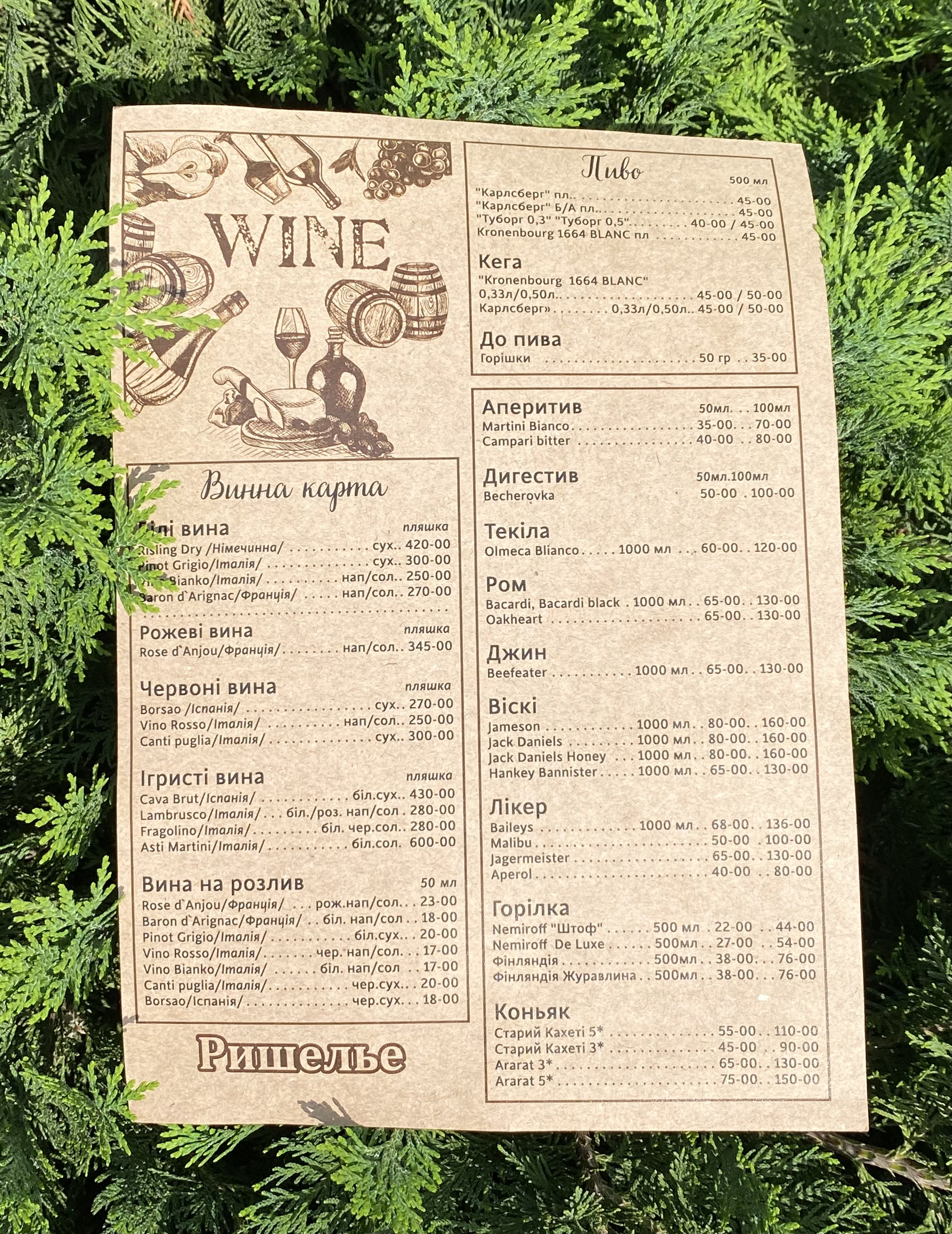 Rishelʹye menu 9
