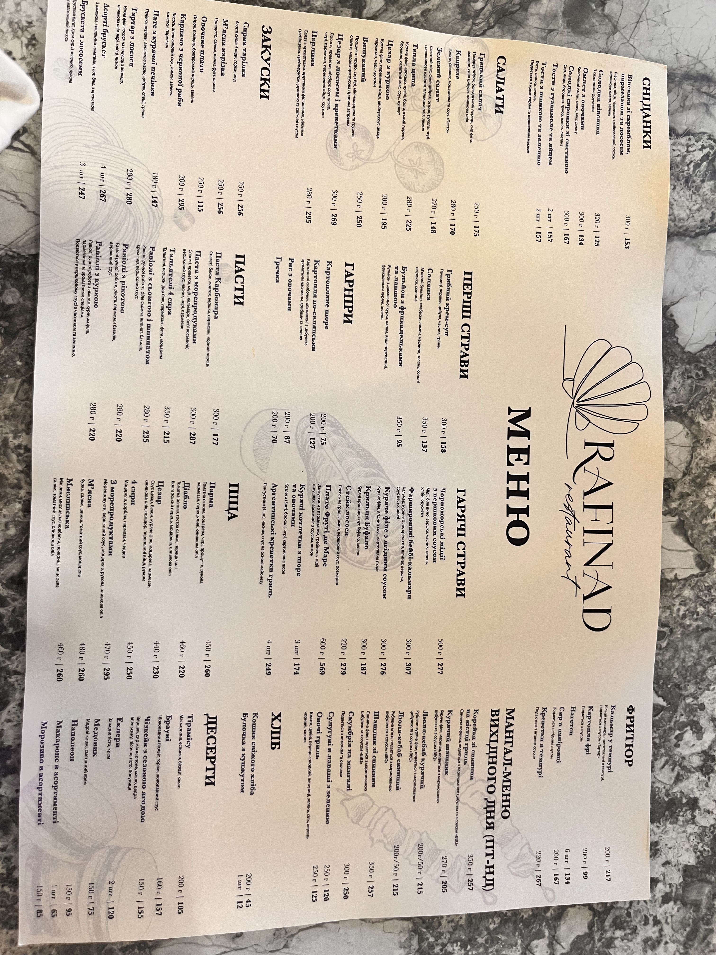 Rafinad сімейний ресторан menu 1