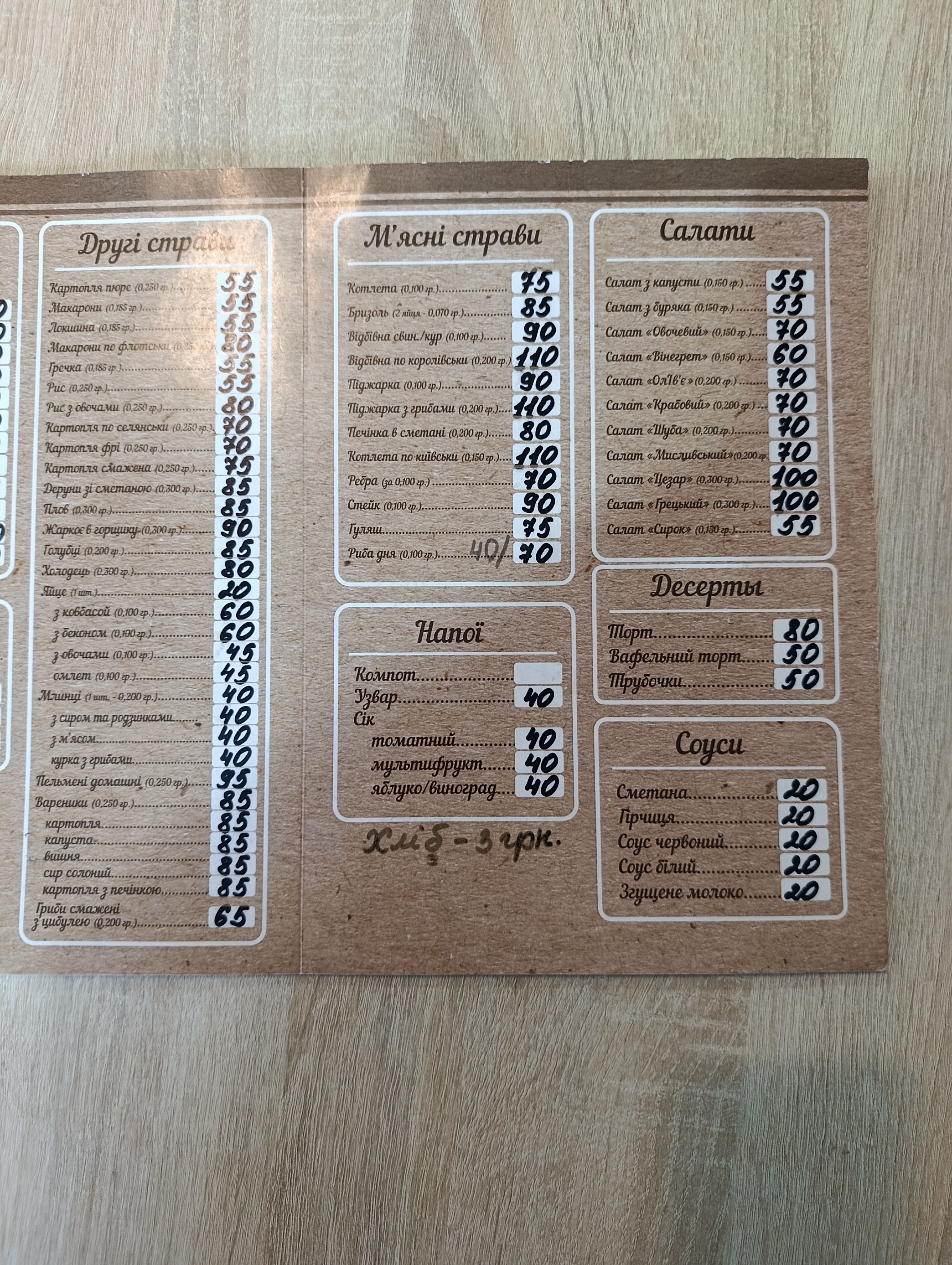 Kafe H-11 menu 1
