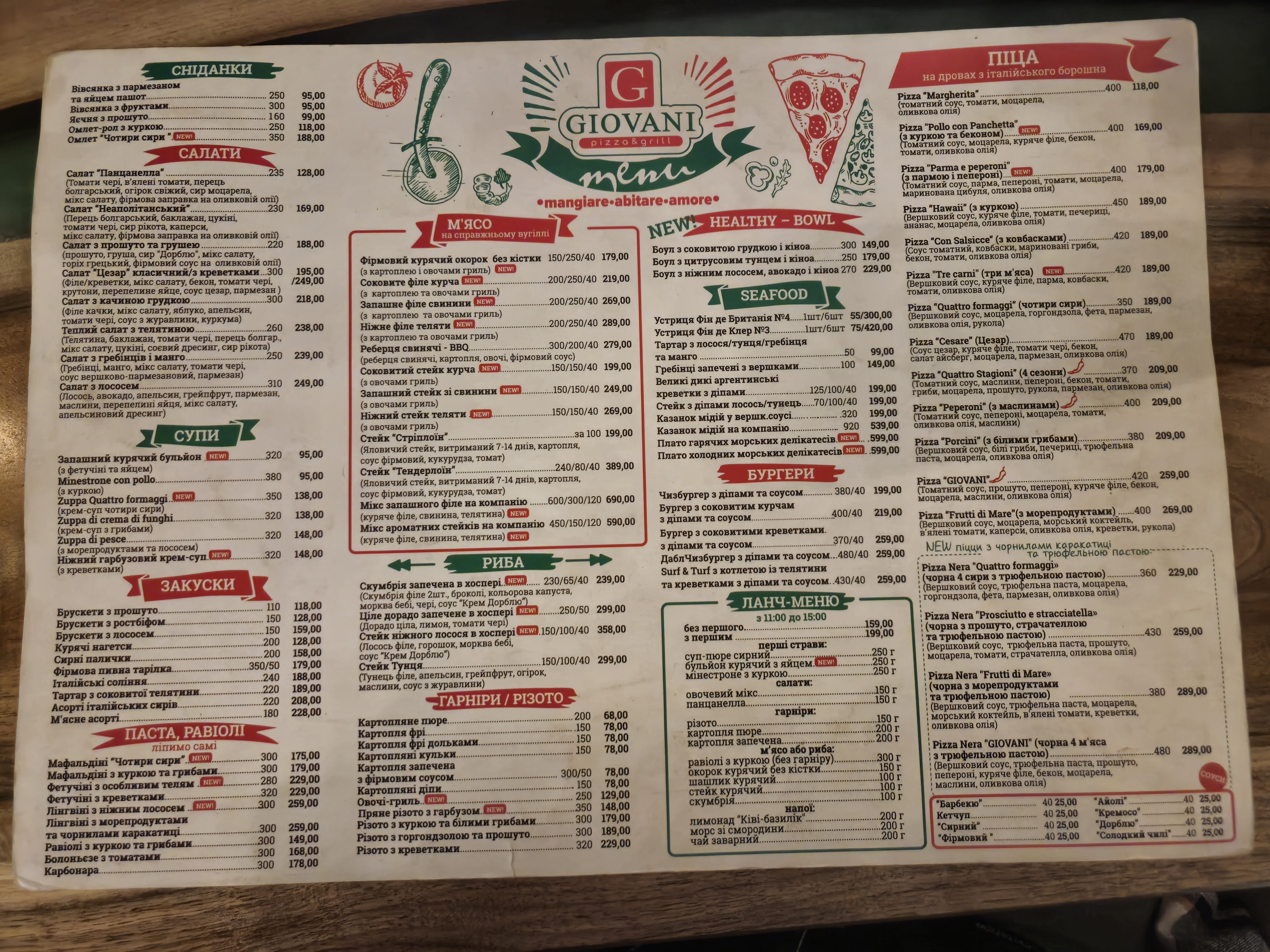 GIOVANI Pizza&Grill menu 1