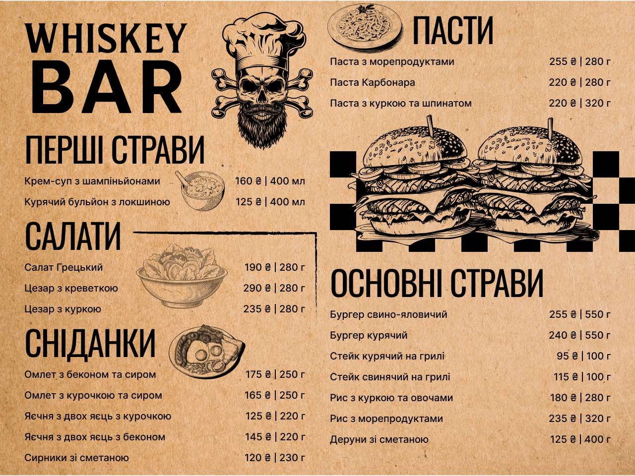 Whiskey Bar menu 2