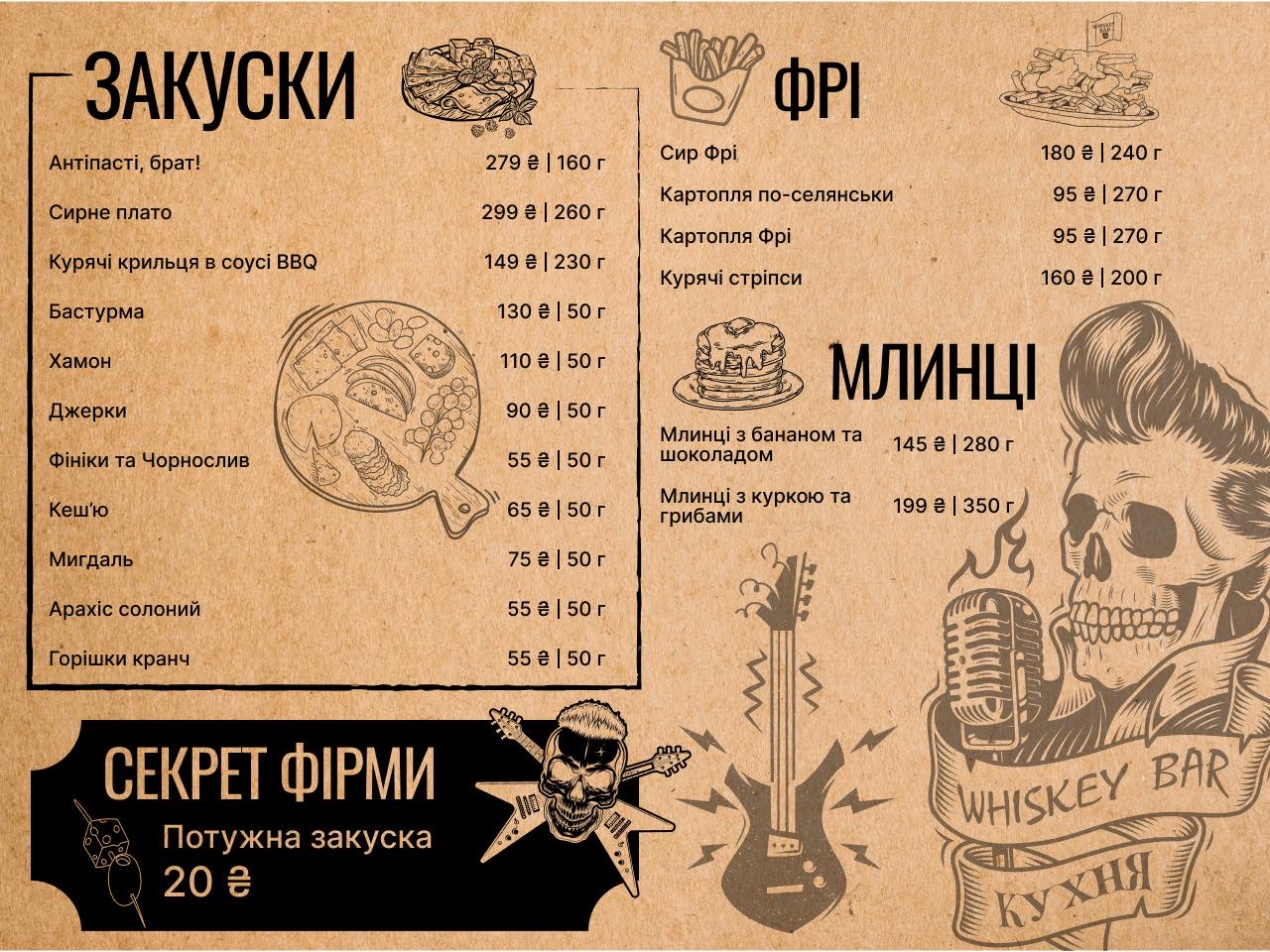 Whiskey Bar menu 3