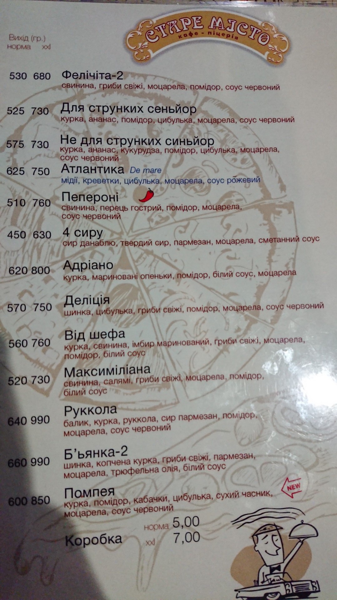 The old Town menu 3