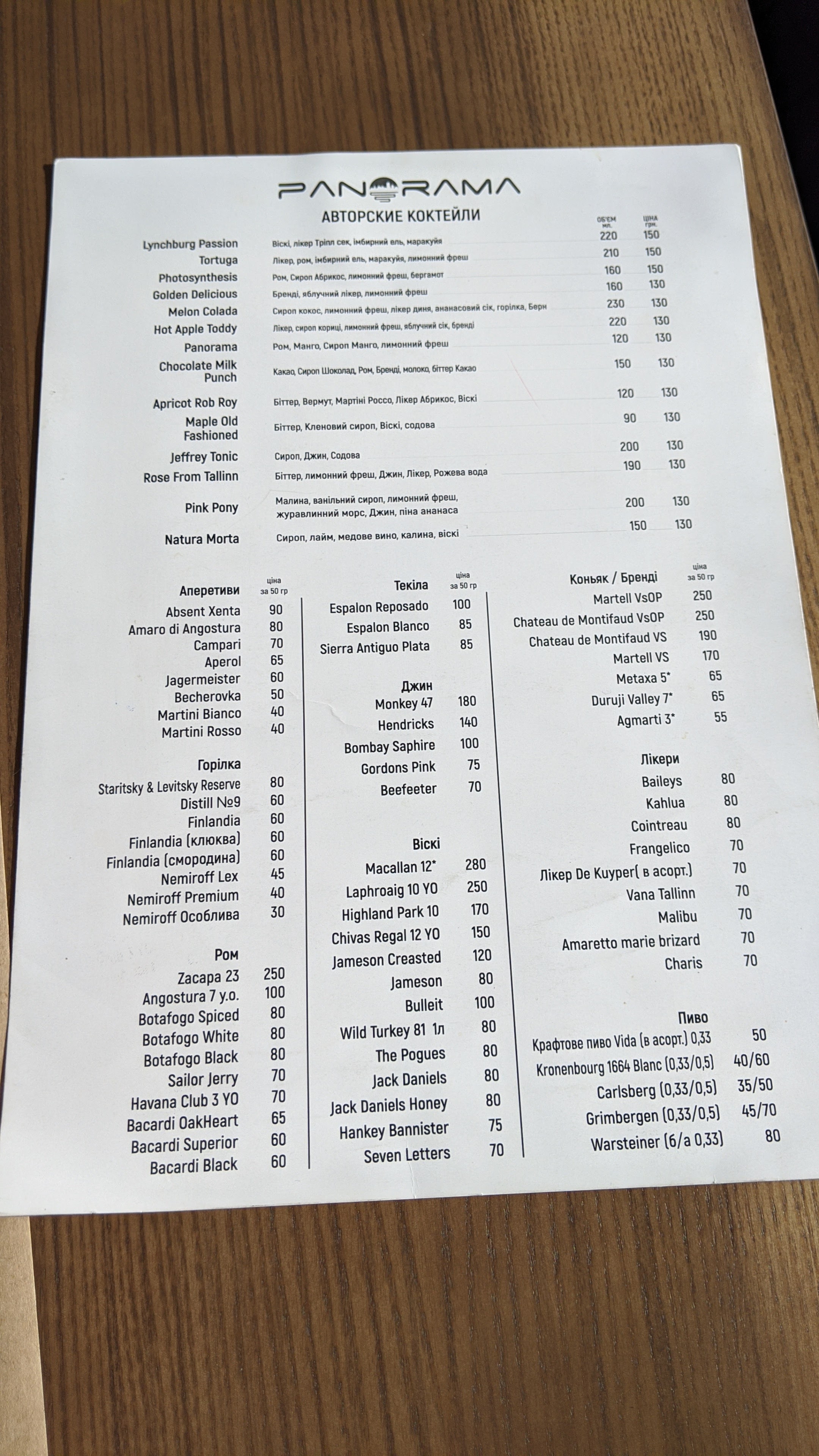 Panorama menu 2