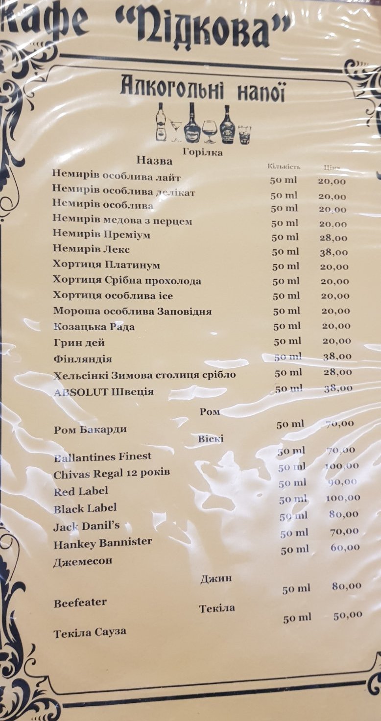 Pidkova menu 12