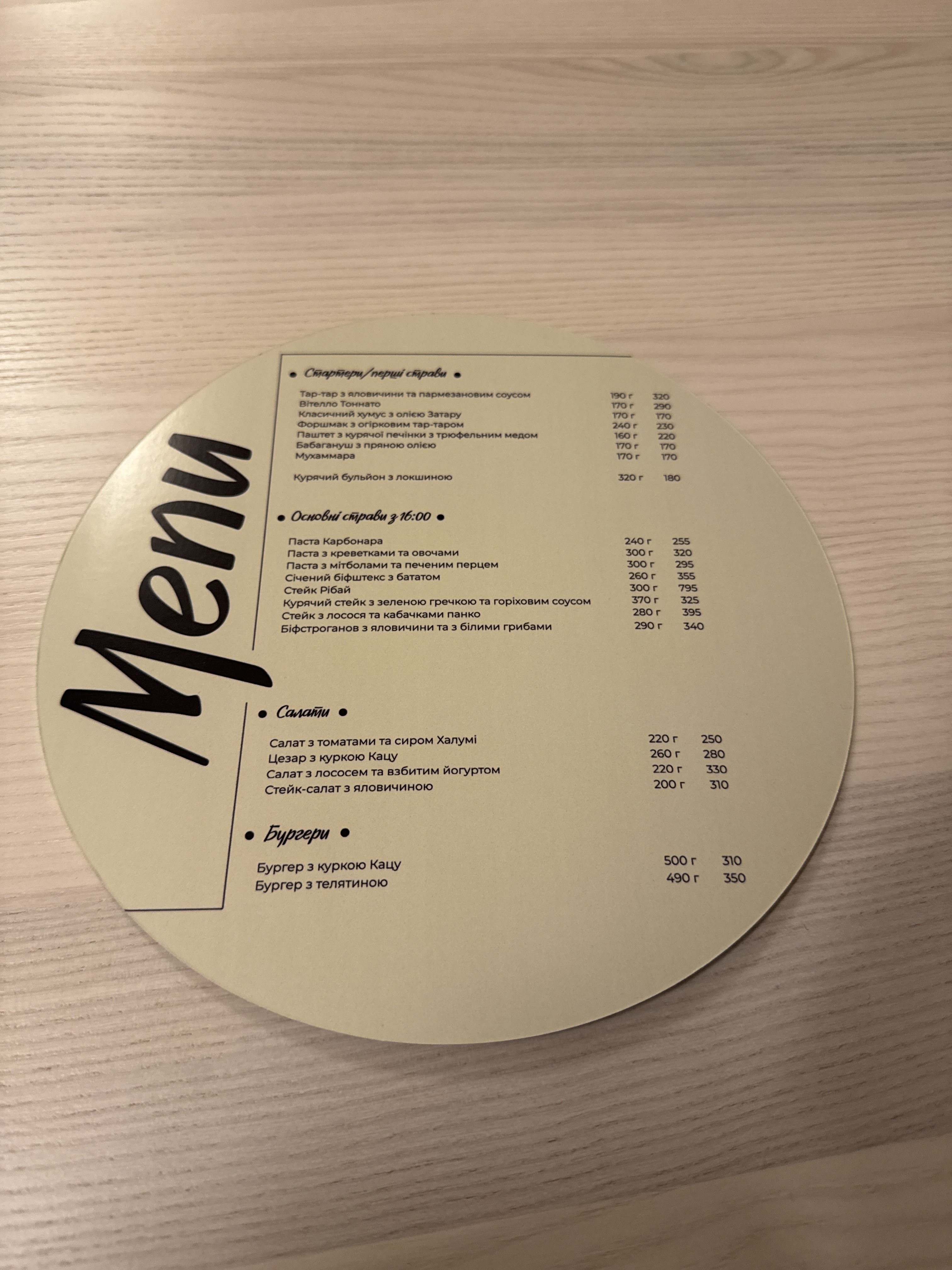 Малахіка menu 3