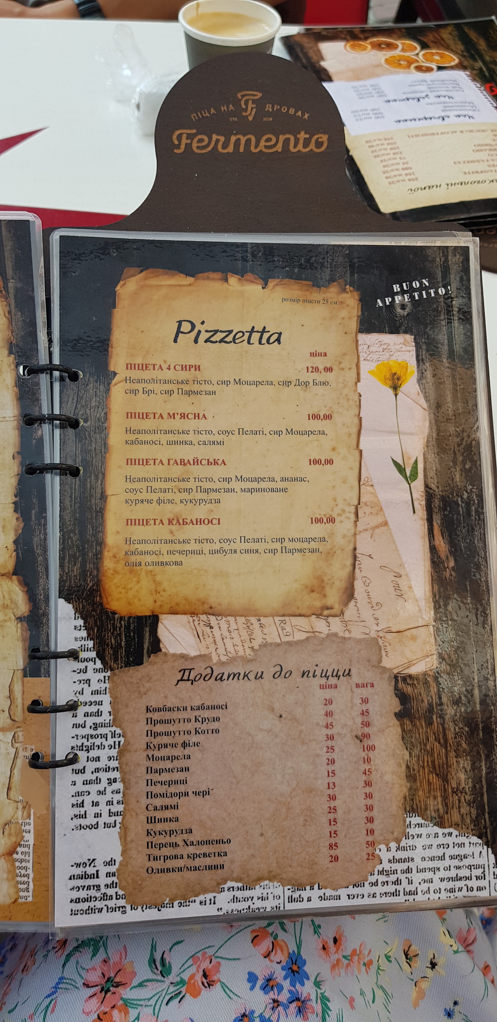 Fermento Pizza menu 3