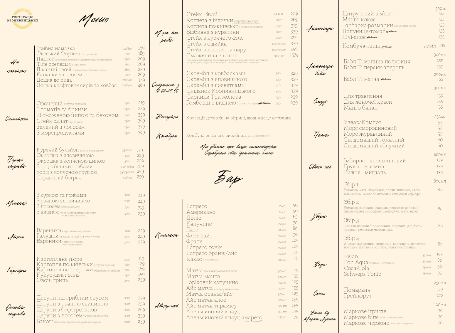 Restoratsiya Kropyvnytsʹkykh menu 1