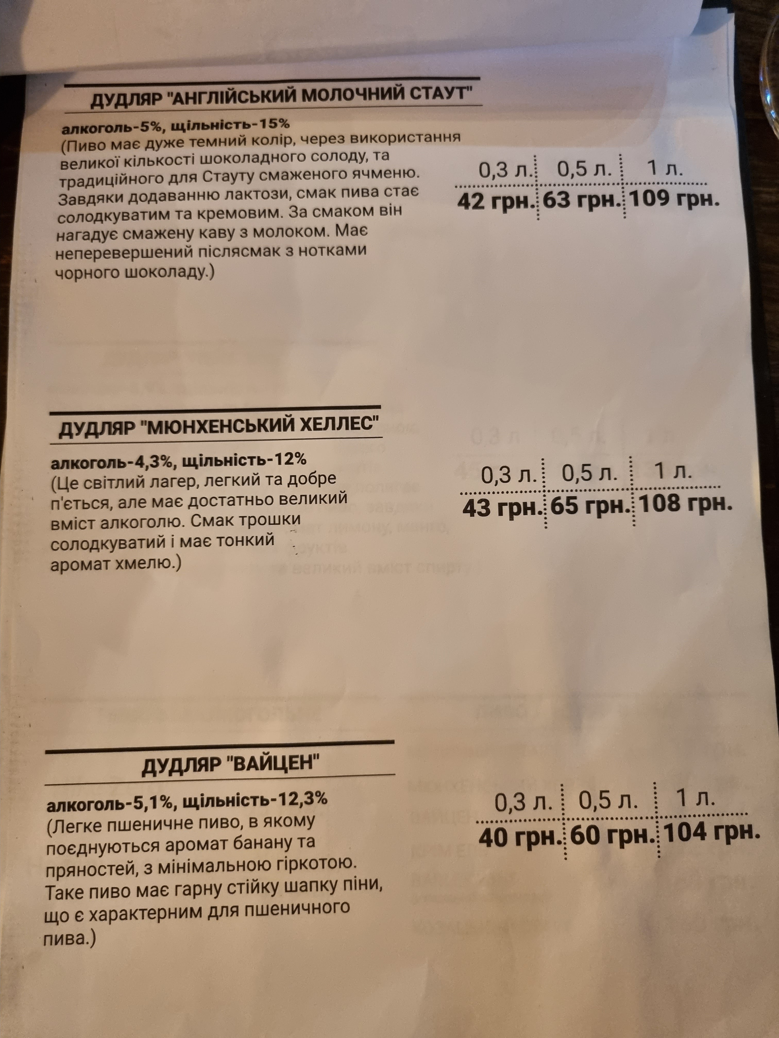 Паб "Дудляр" menu 2
