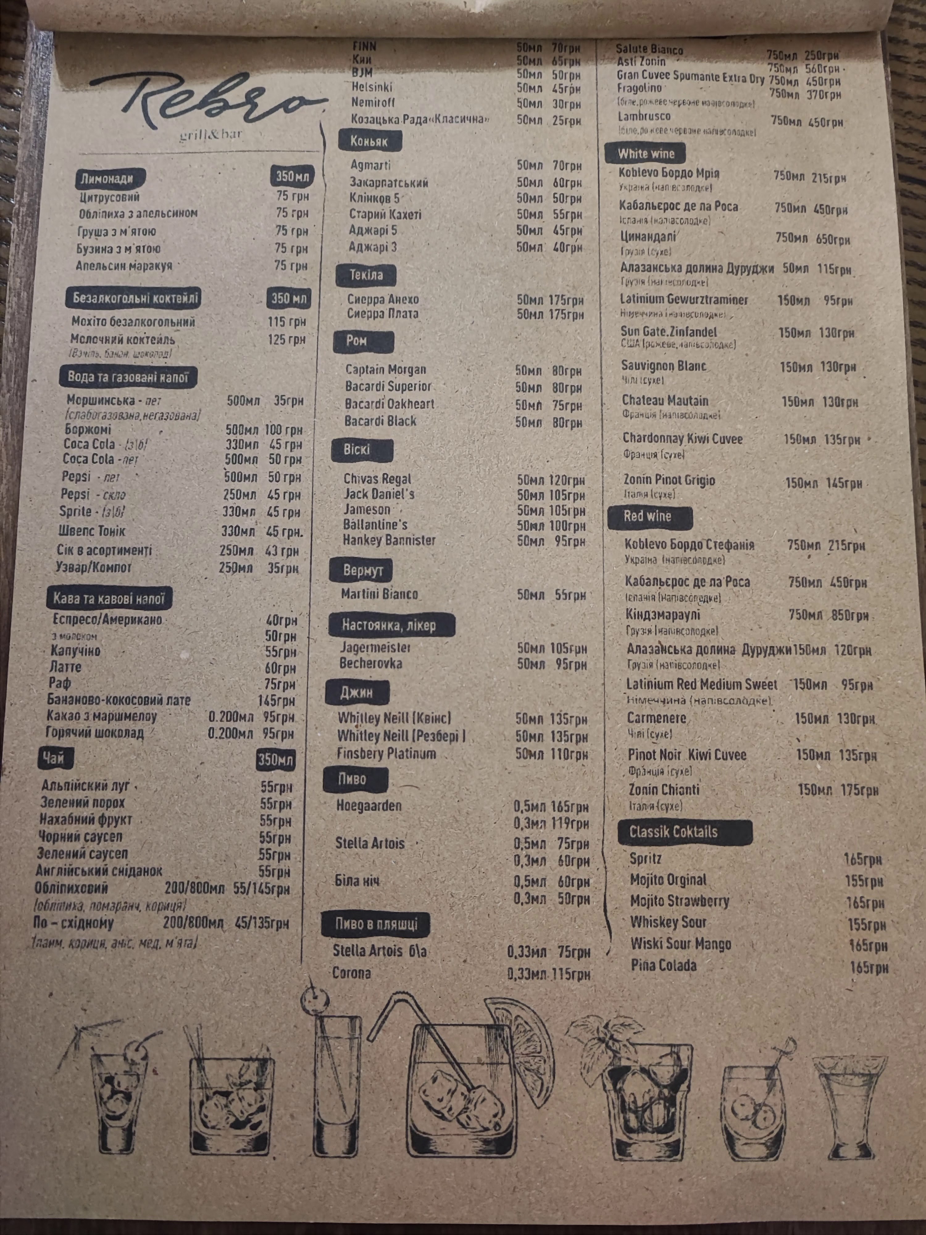 Rebro Grill and Bar menu 1