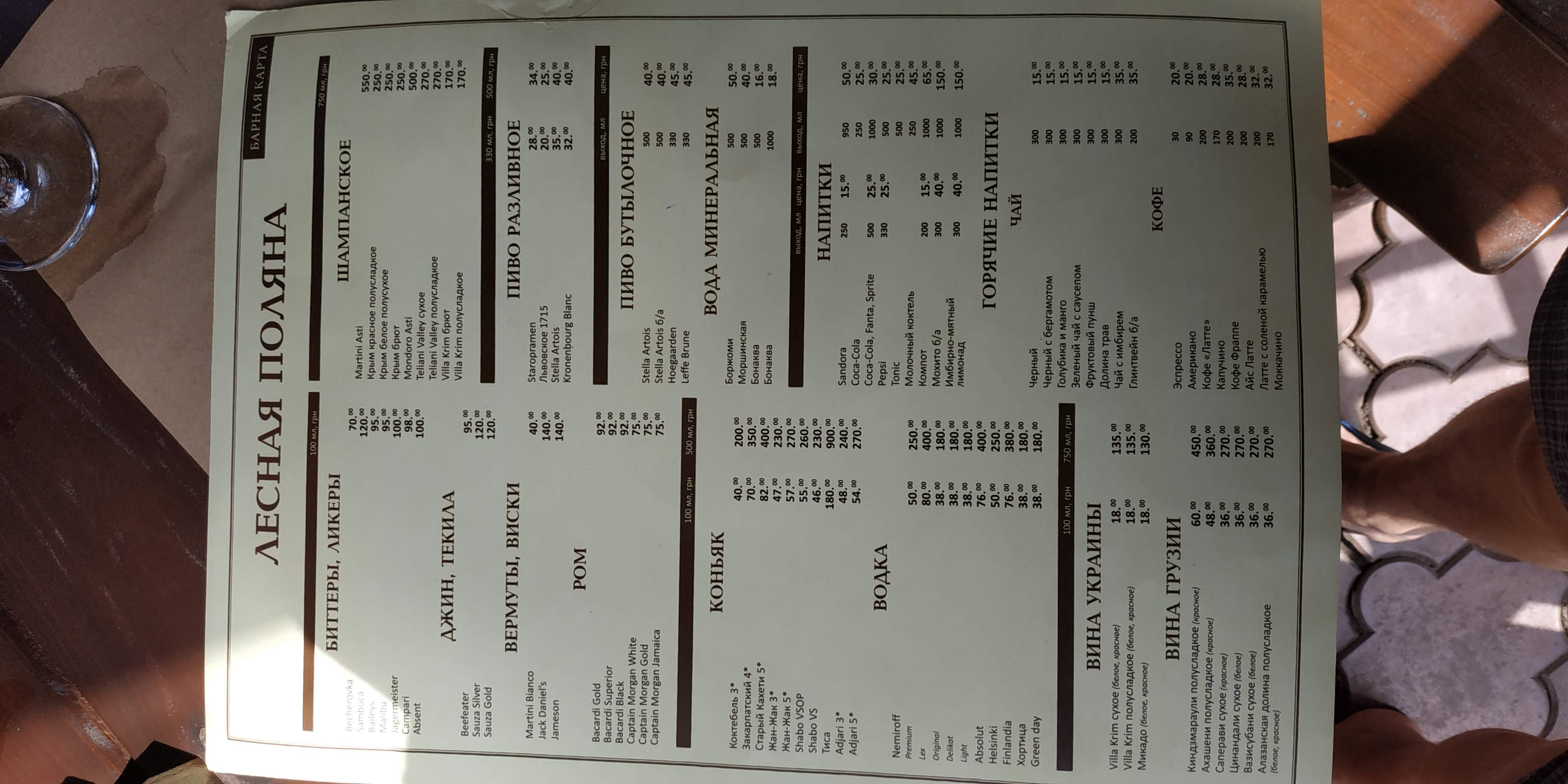 Lisova Polyana Kafe menu 12