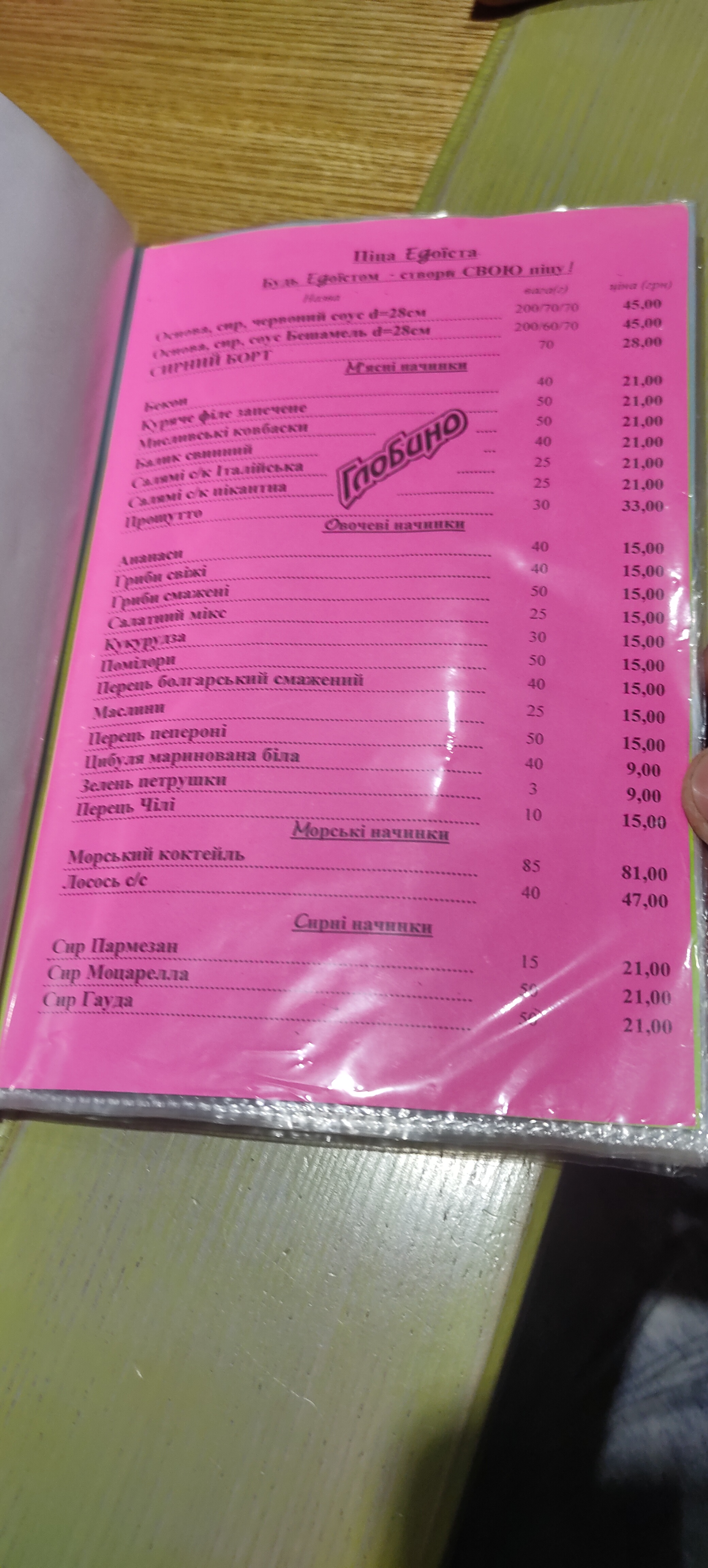 Pizza Celentano menu 1