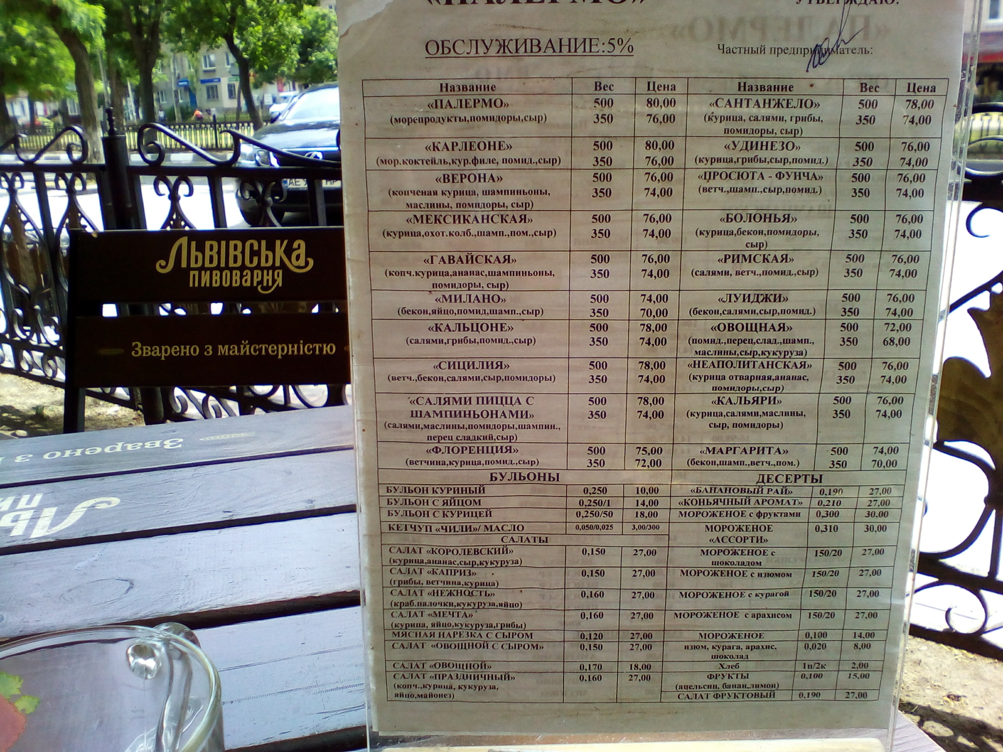 Palermo menu 4