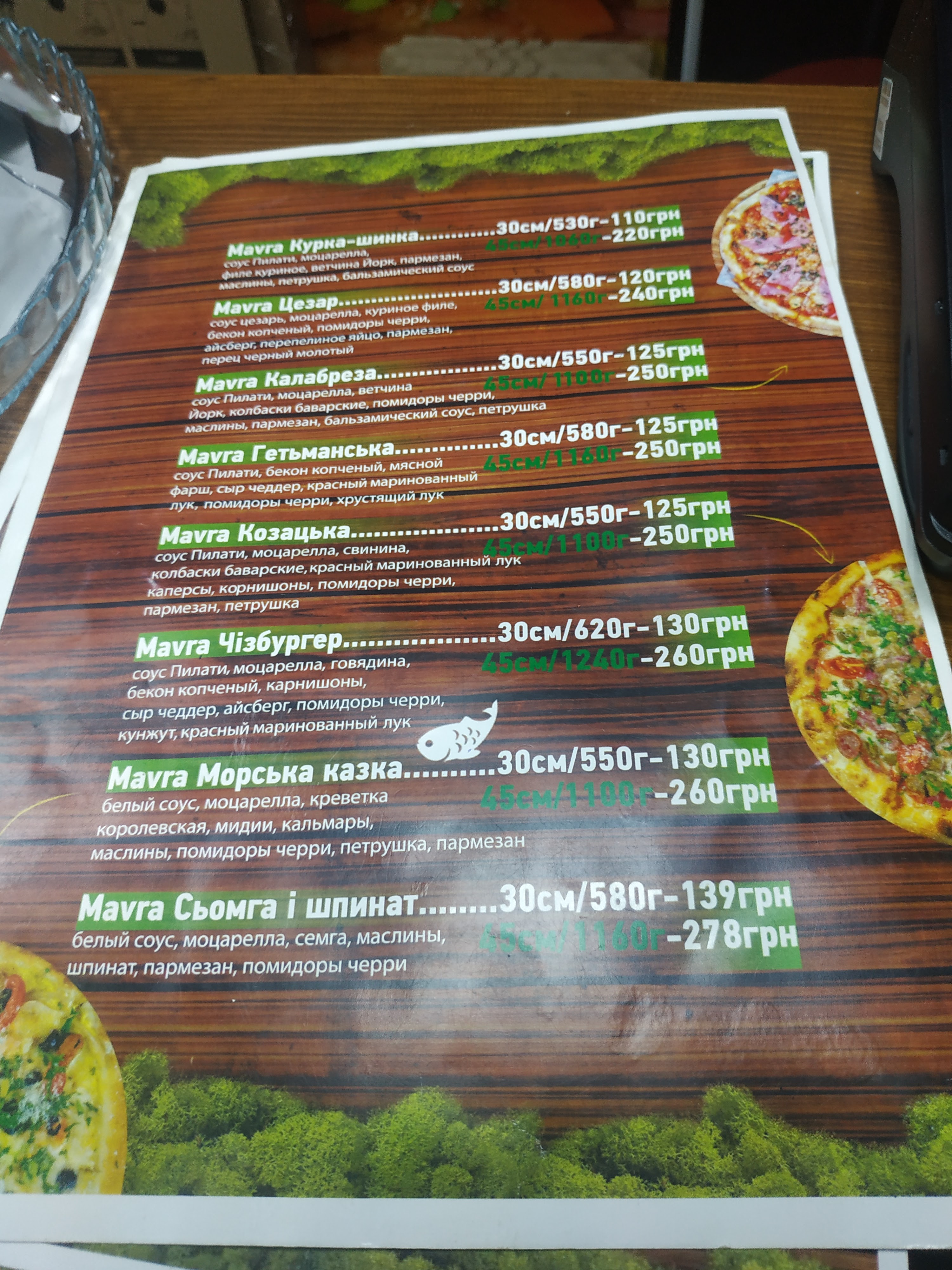 Mavra pizza menu 3
