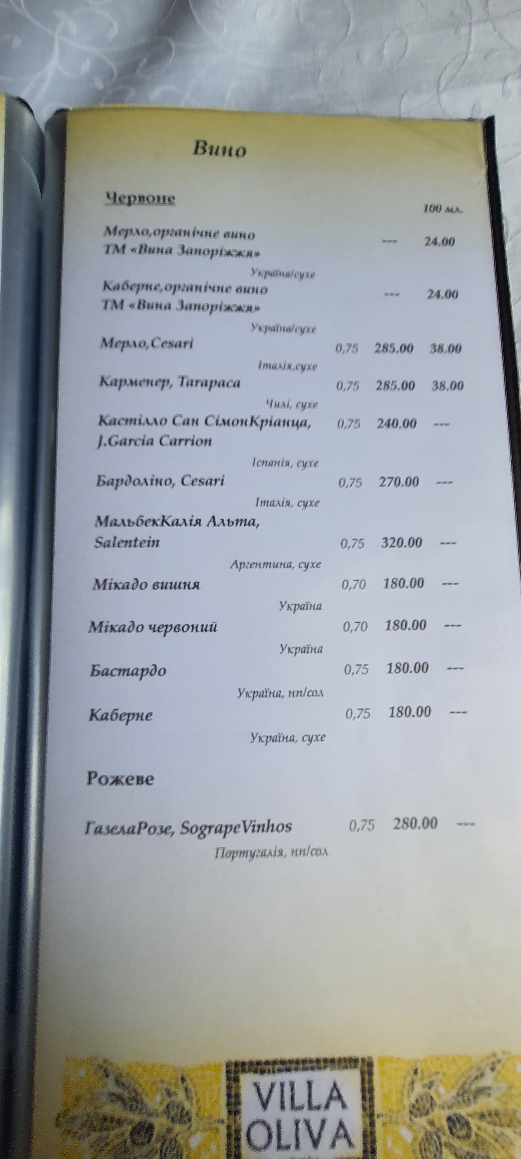 Villa Oliva menu 12