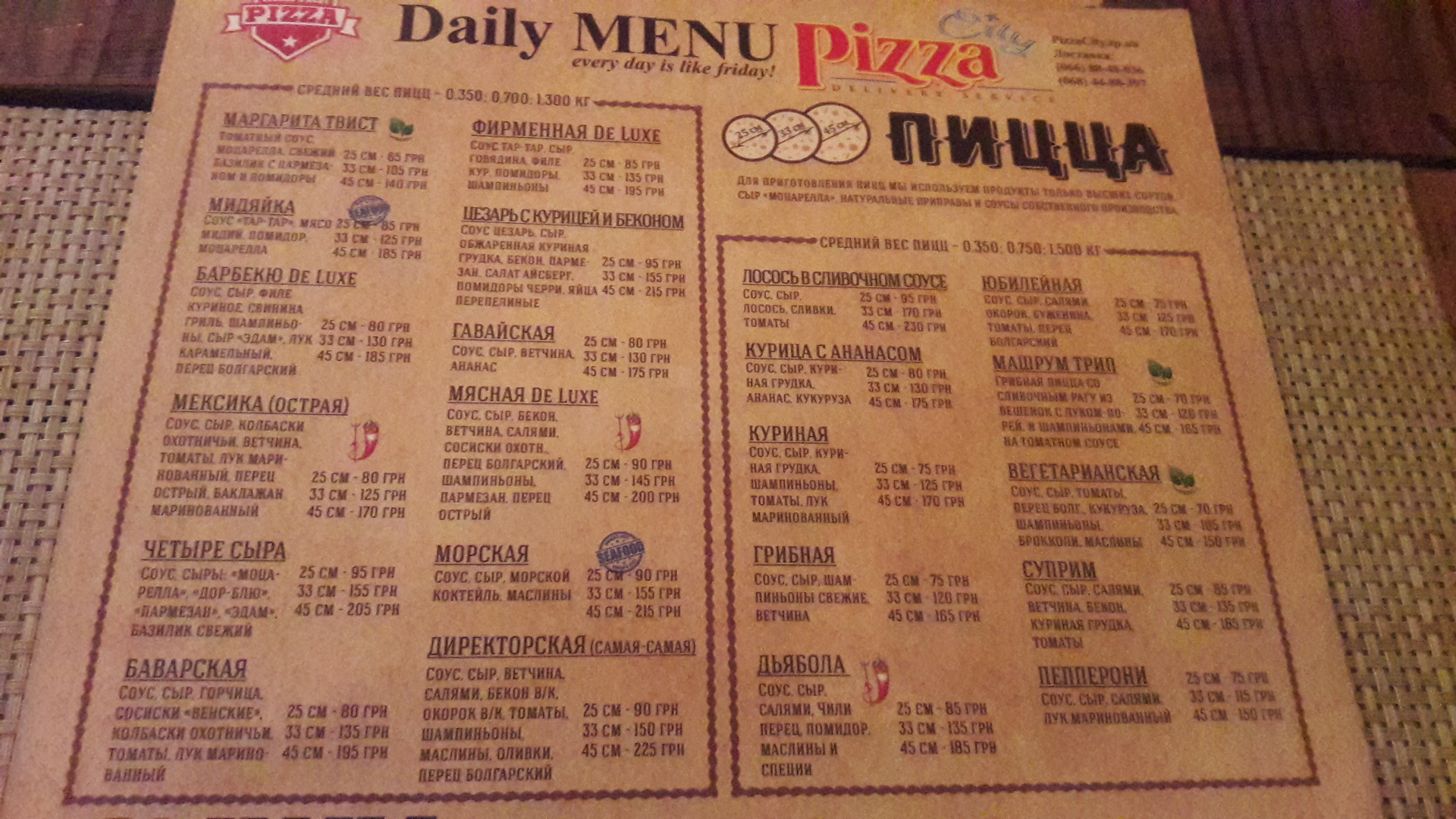 Pizza City menu 9