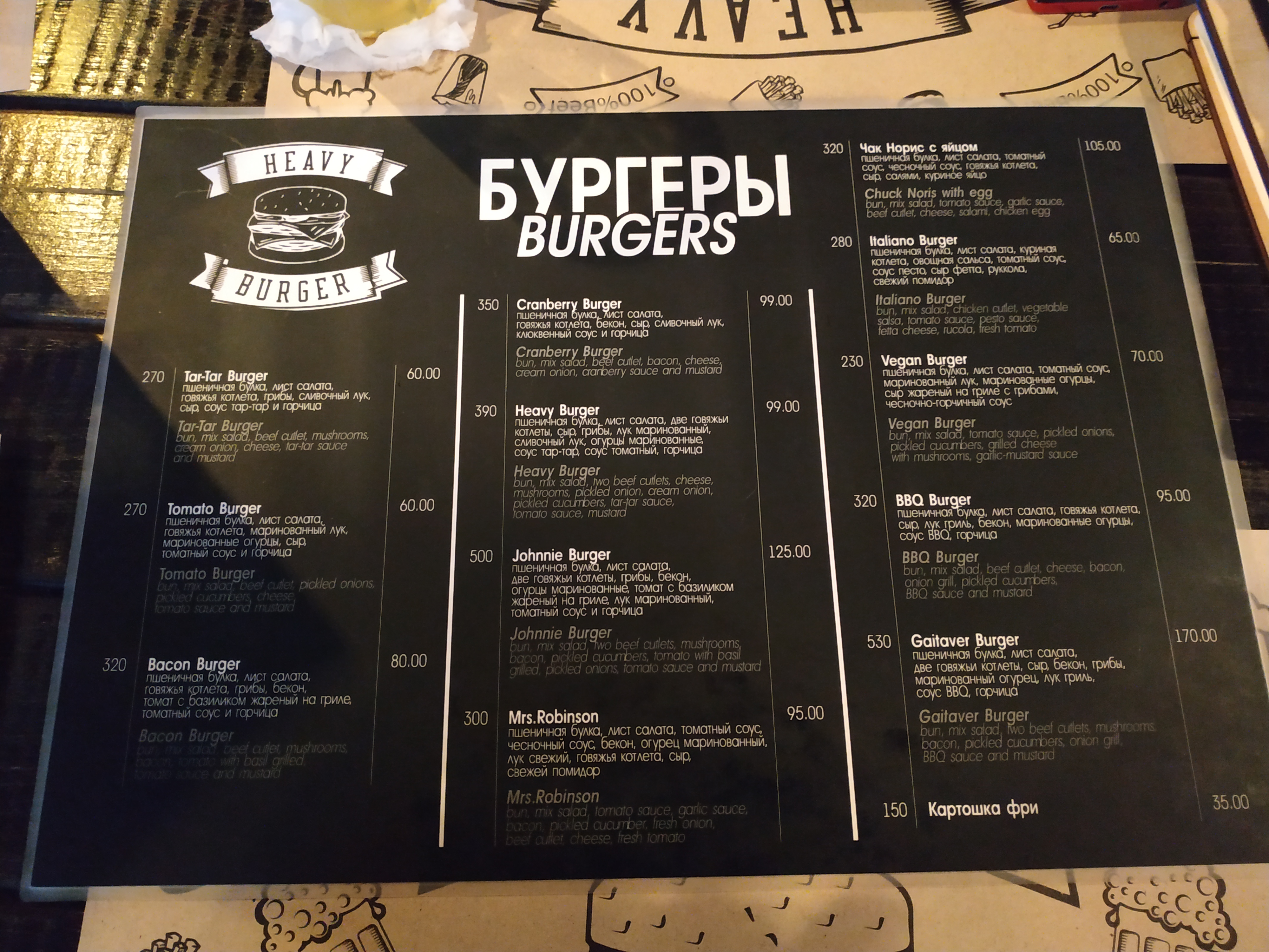 Heavy Burger menu 10