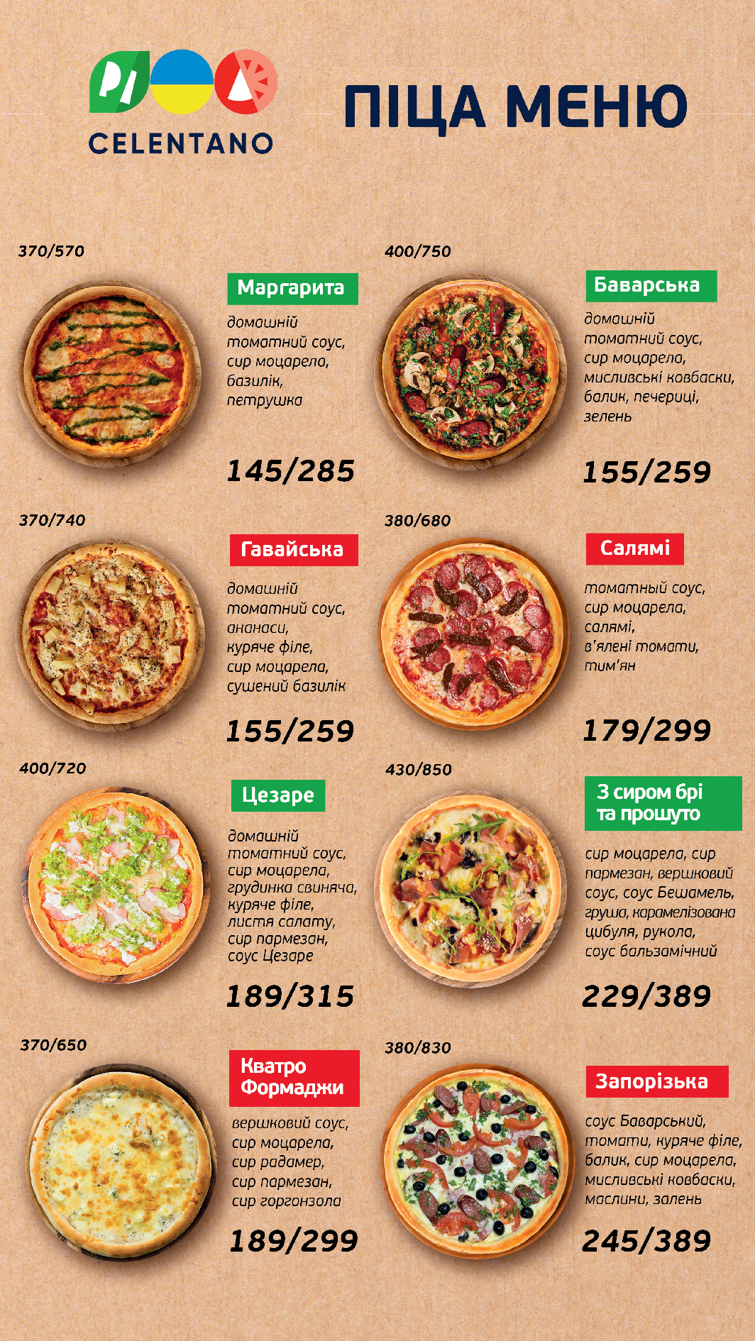Pizza Celentano menu 7