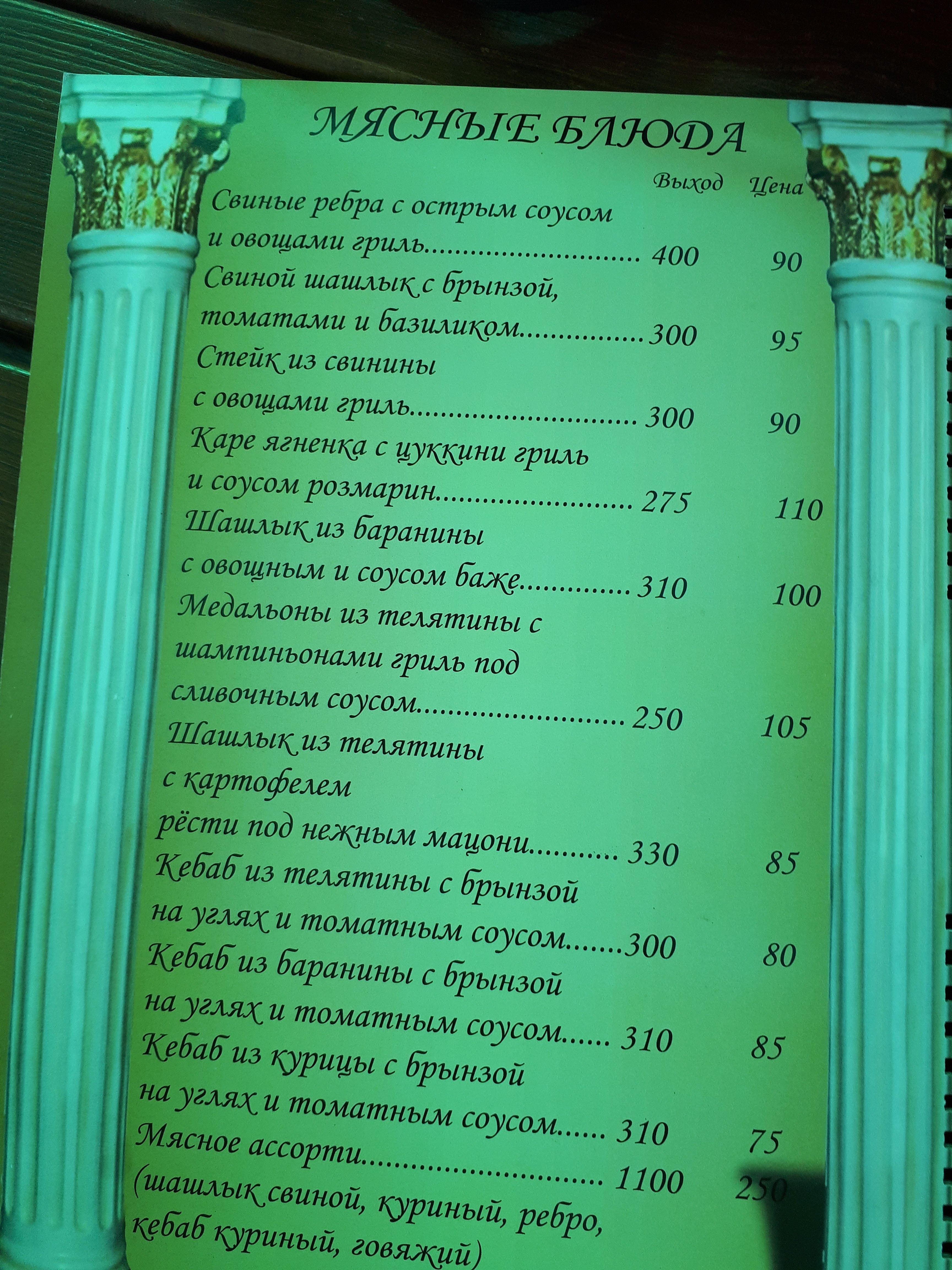 Форос menu 3