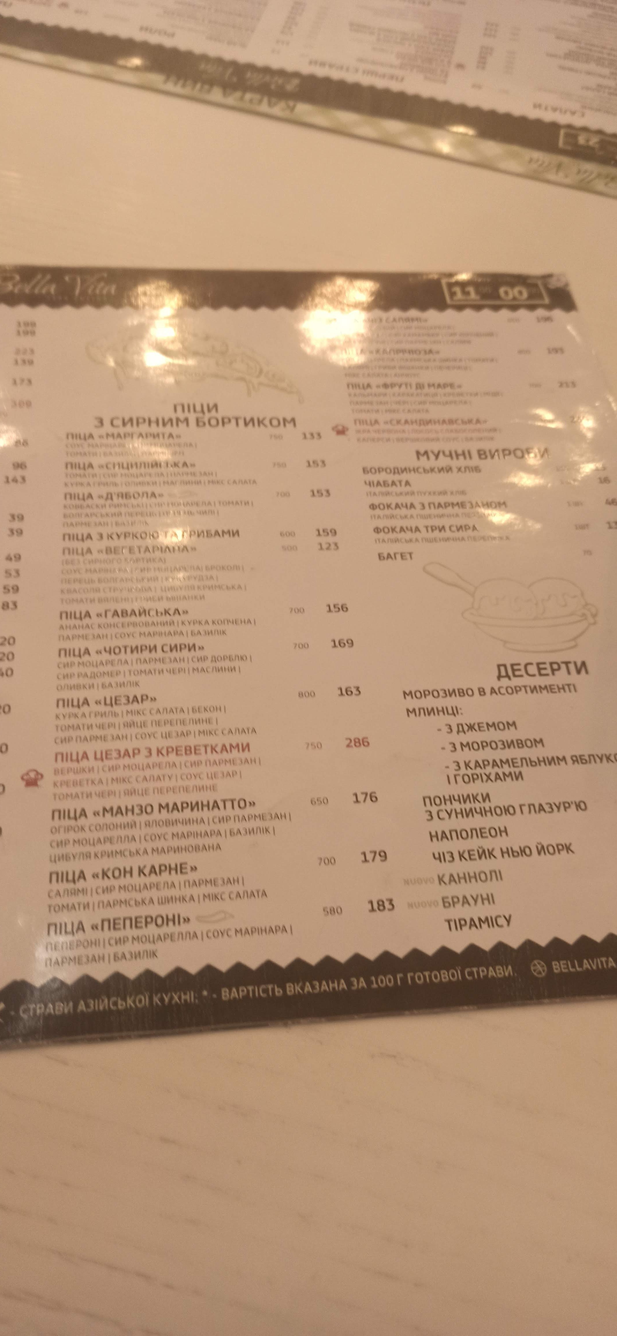 Bella Vita menu 6