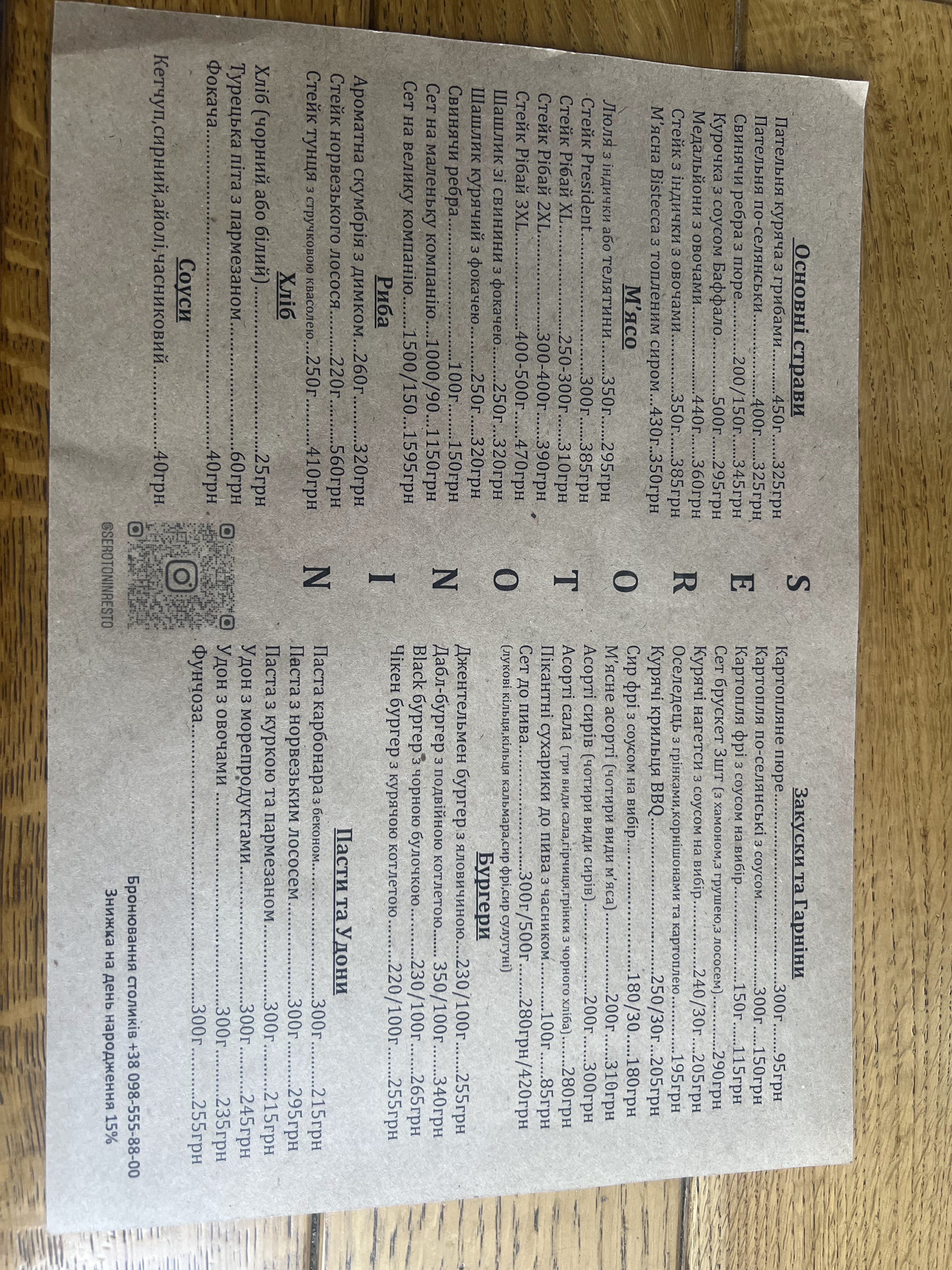 Serotonin gastro cafe (кафе -ресторан) menu 1