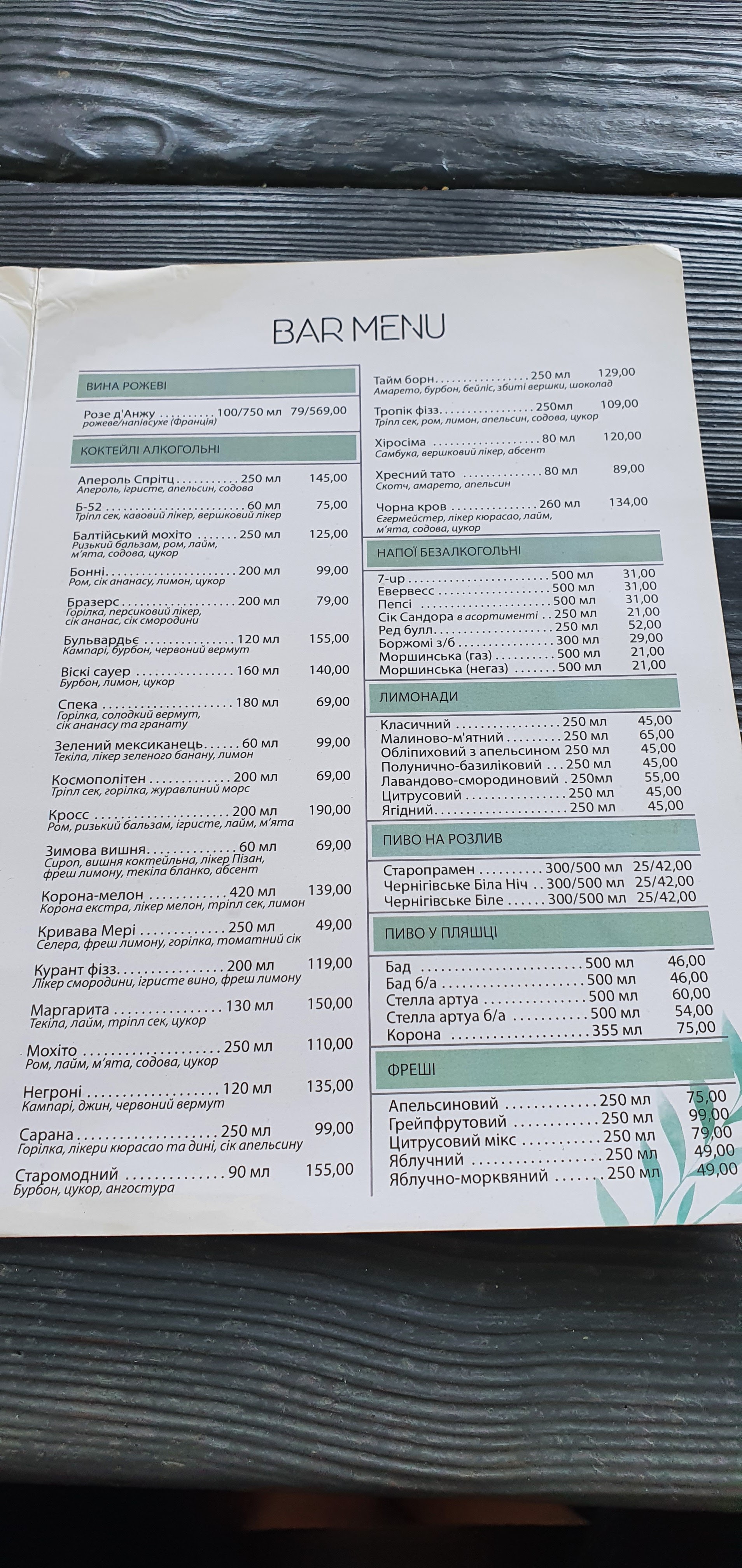 Ресторан Malina menu 2