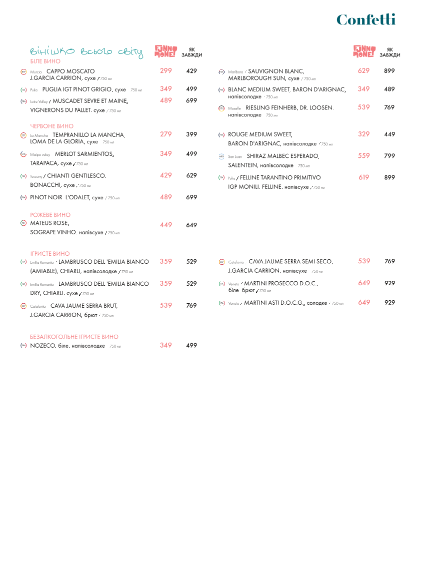 Confetti menu 3