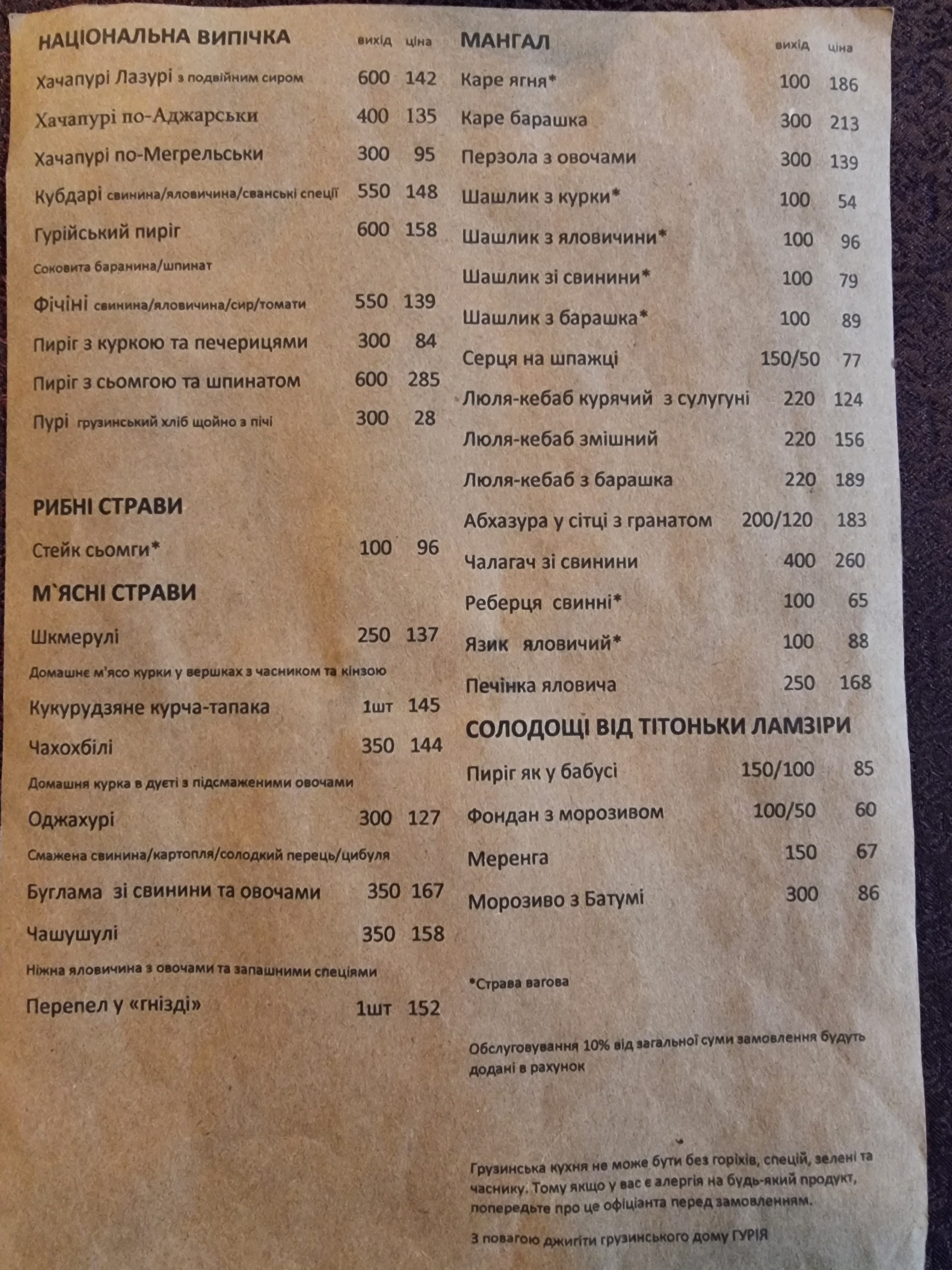 Guria menu 2