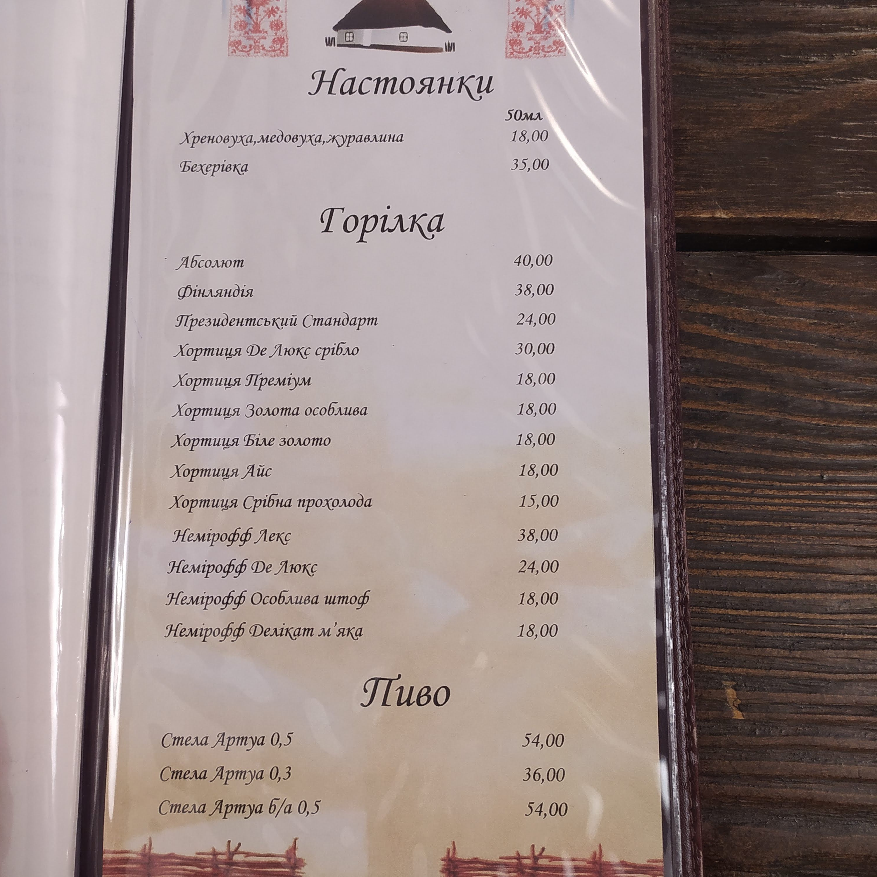 Tynytsia menu 10