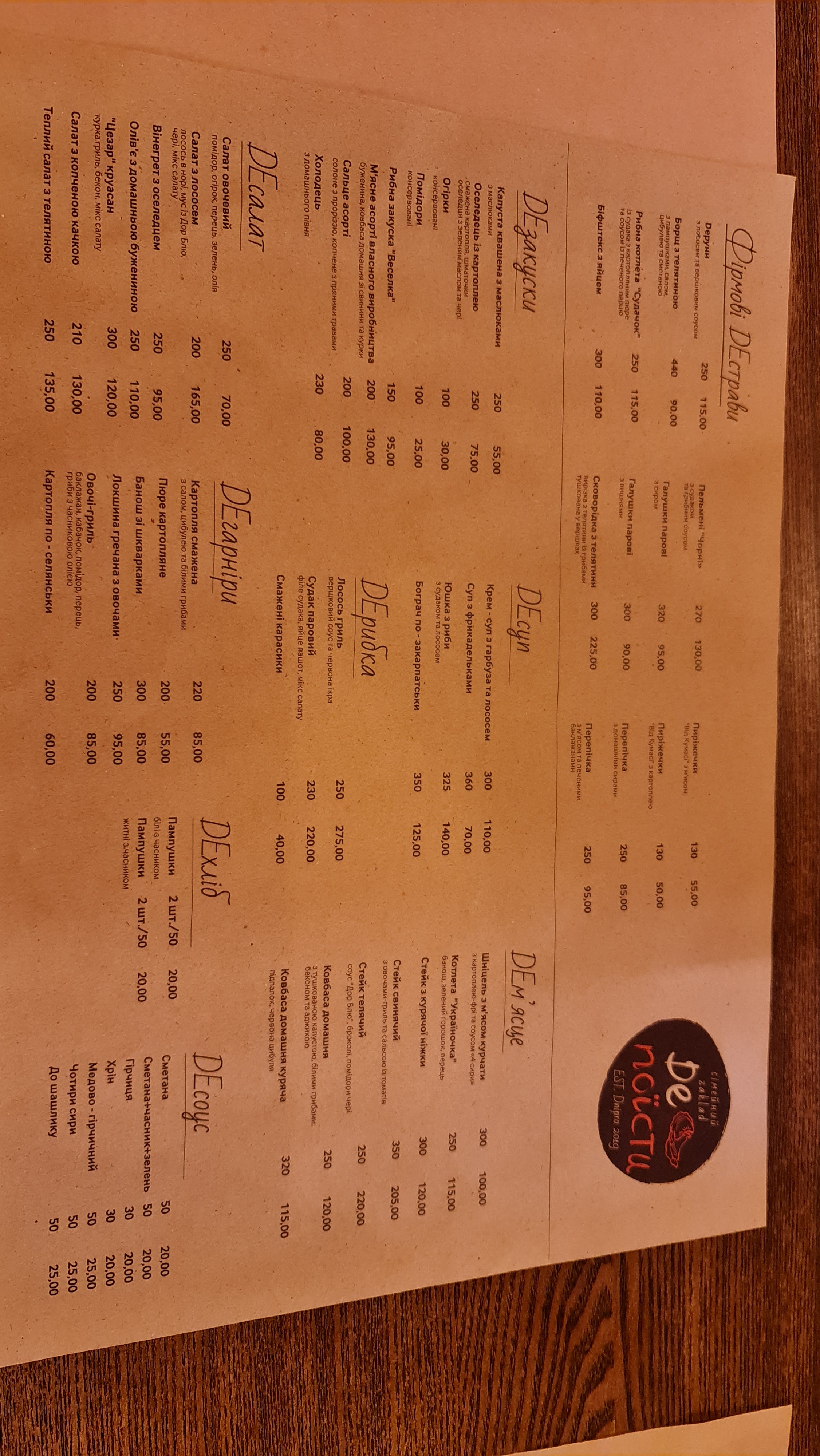 DE поїсти menu 2