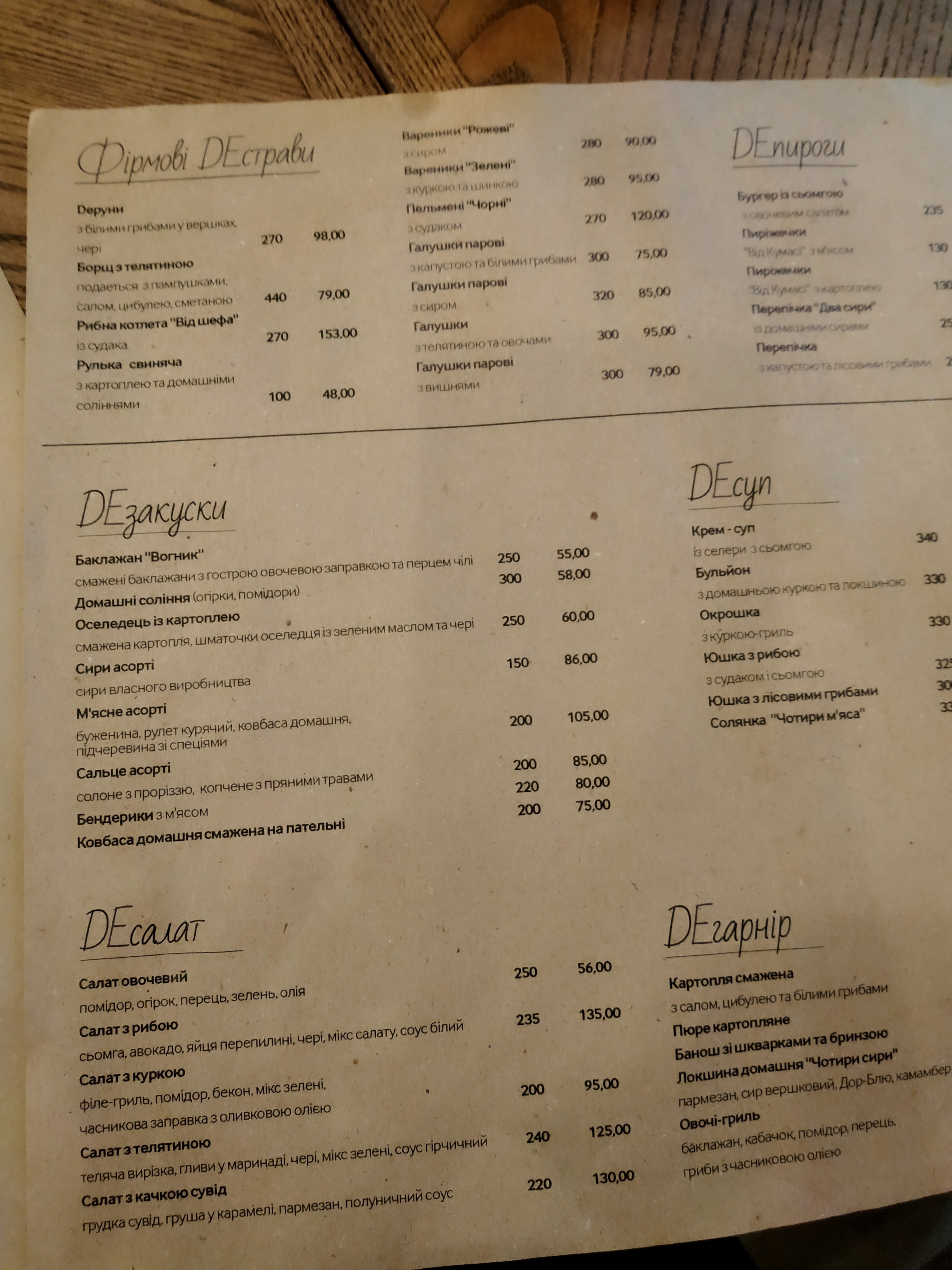 DE поїсти menu 5