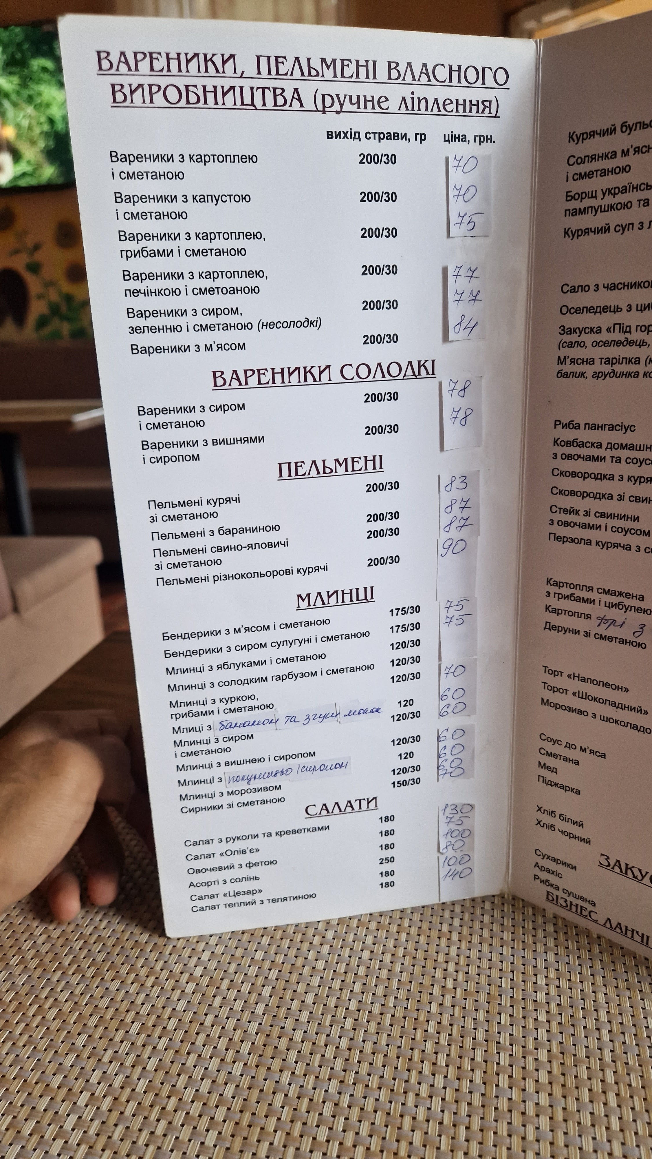 Varenychna menu 2