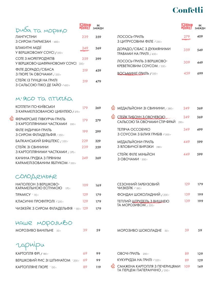 Confetti menu 3
