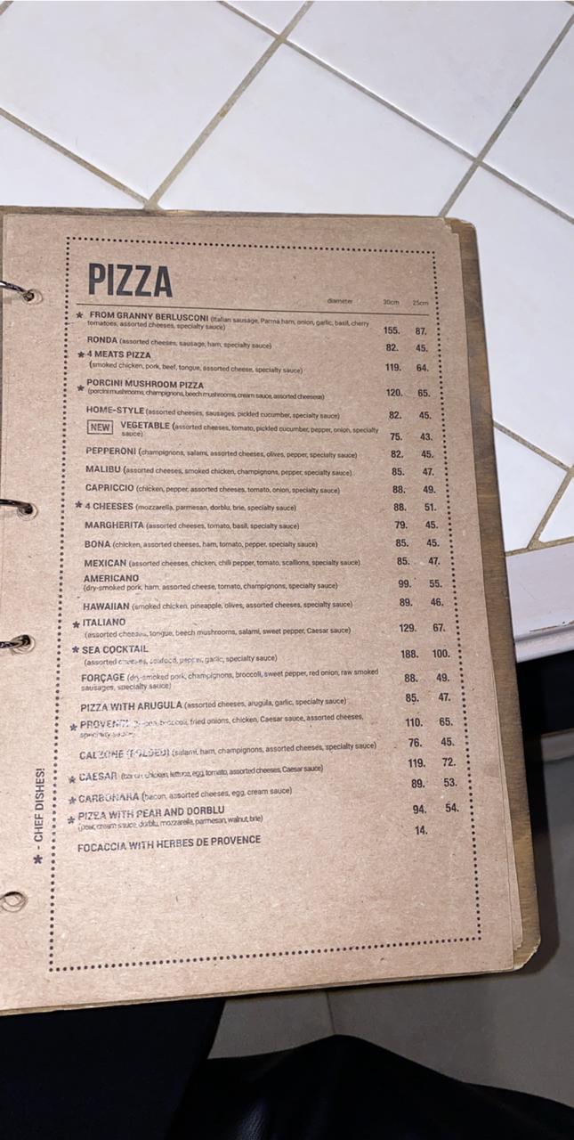 Cafe Pizza-bar Rymski pekarni menu 11