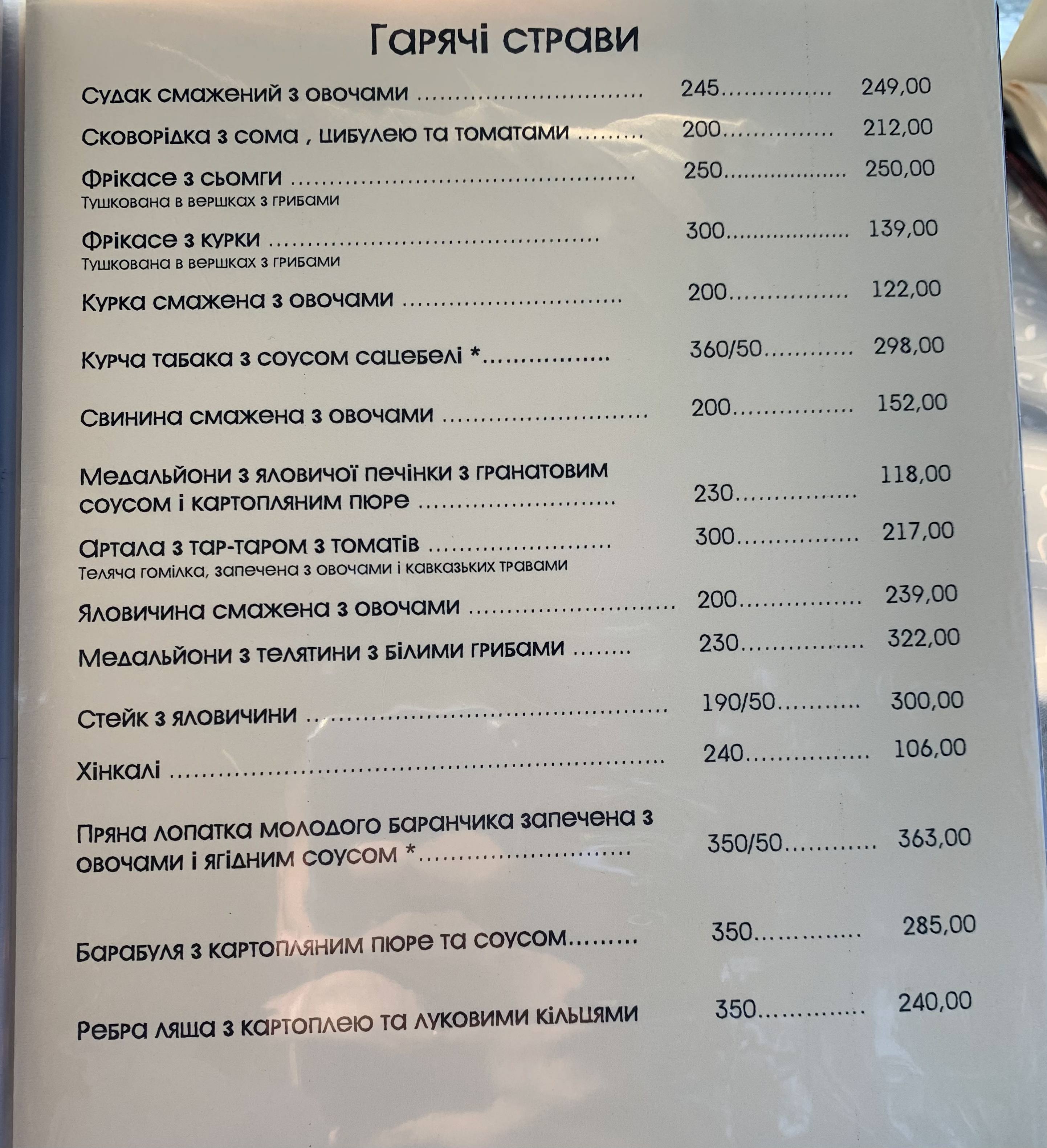 Mimino menu 1