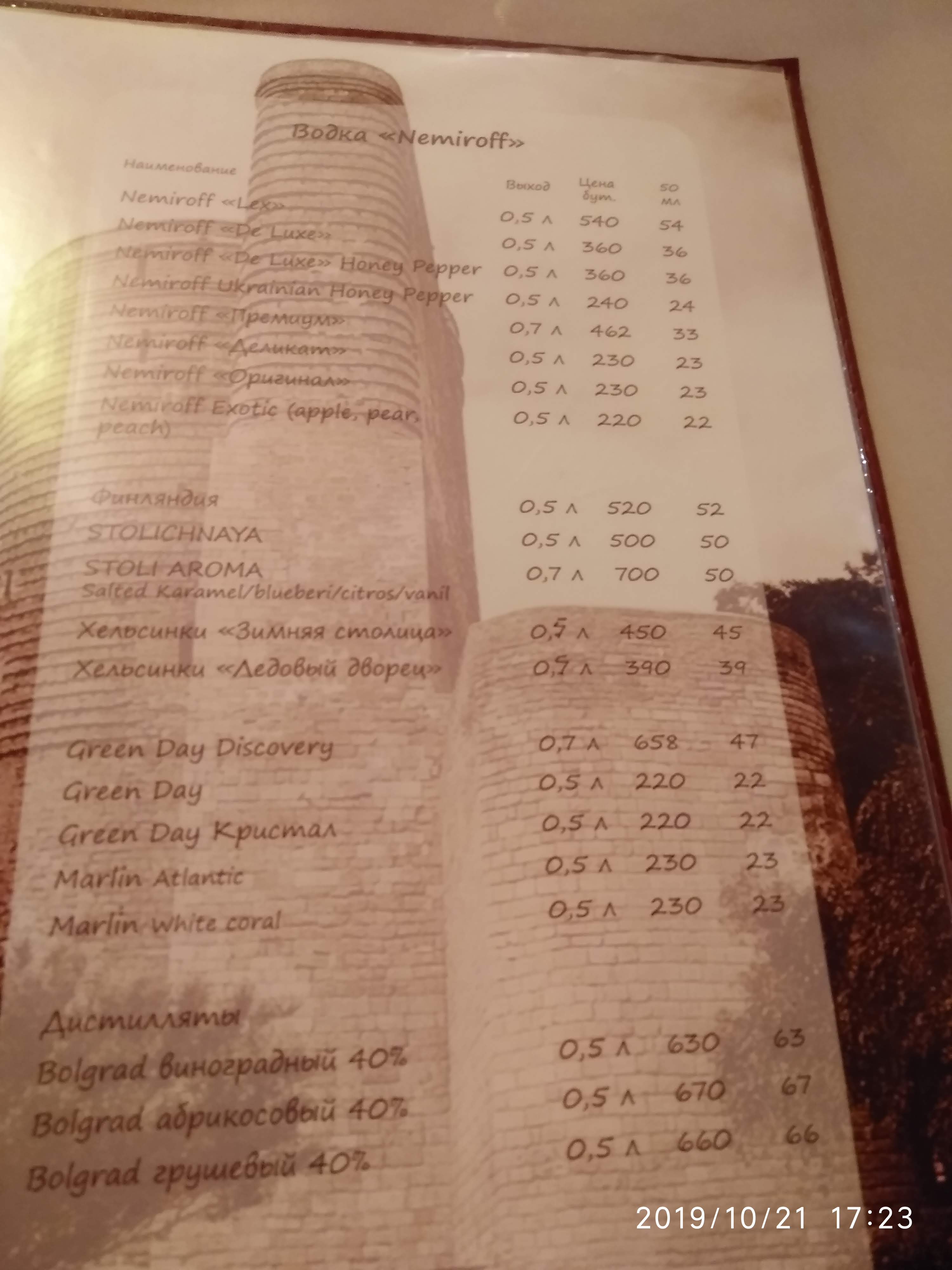Bakynsʹkyy Dvoryk menu 2