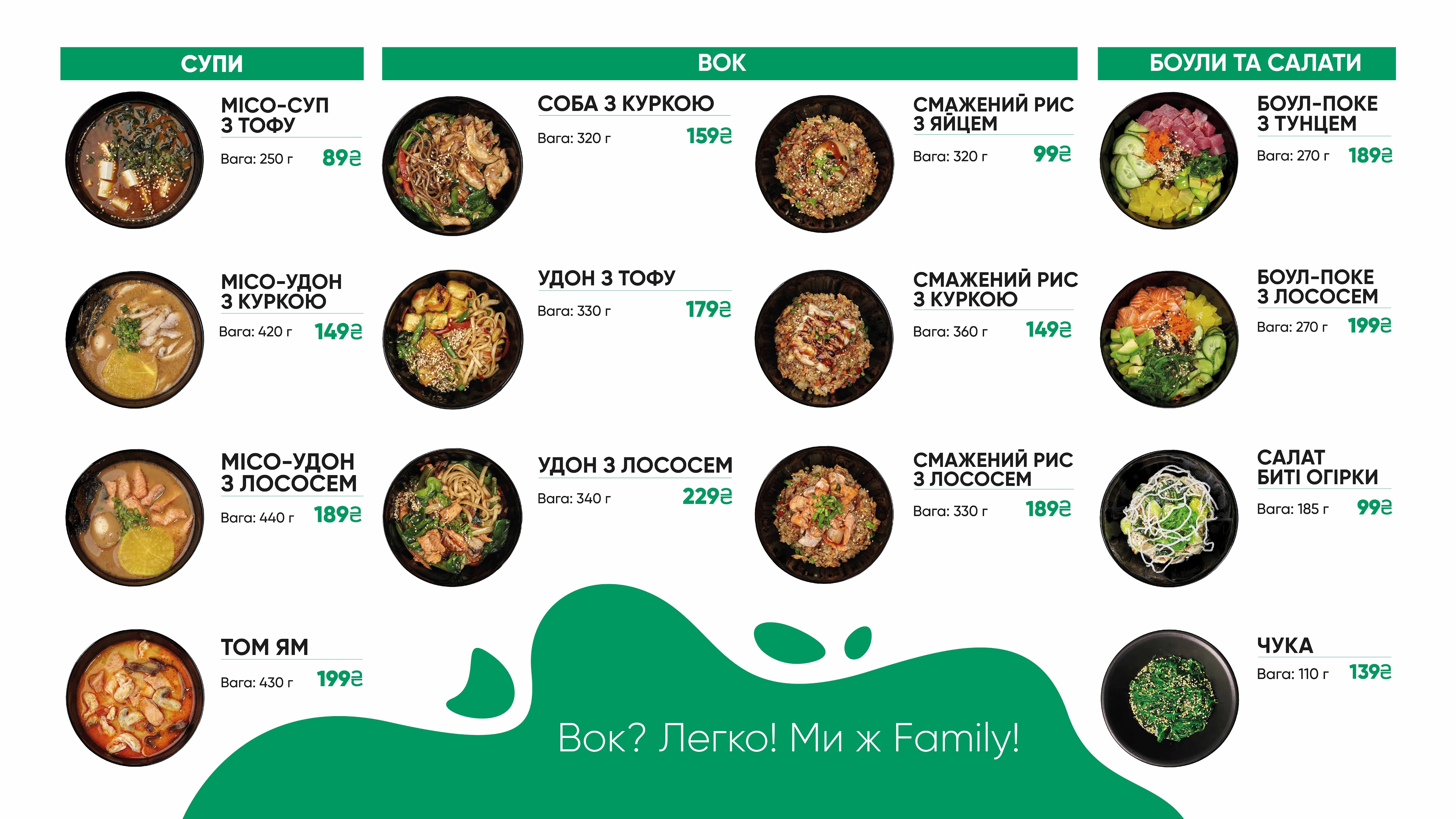 Family (піца, суші, вок) menu 1