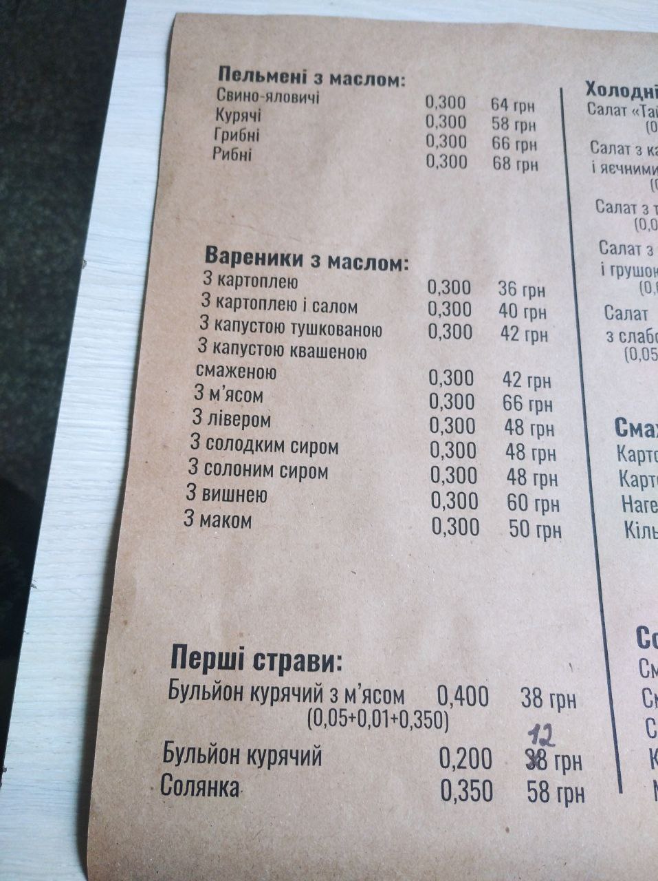 Kafe "Panna Kota" menu 1
