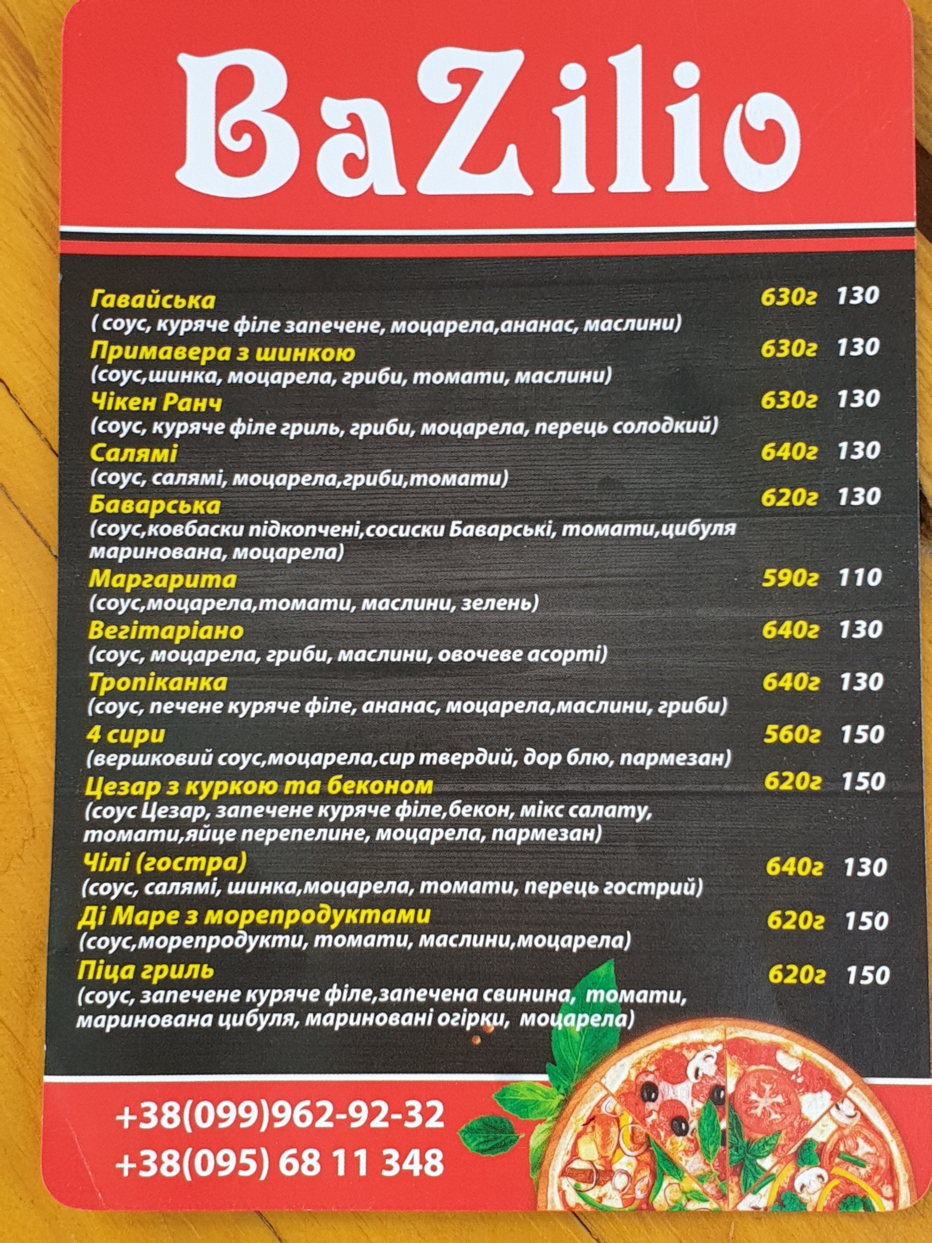 Кафе-піццерія Bazilio menu 1