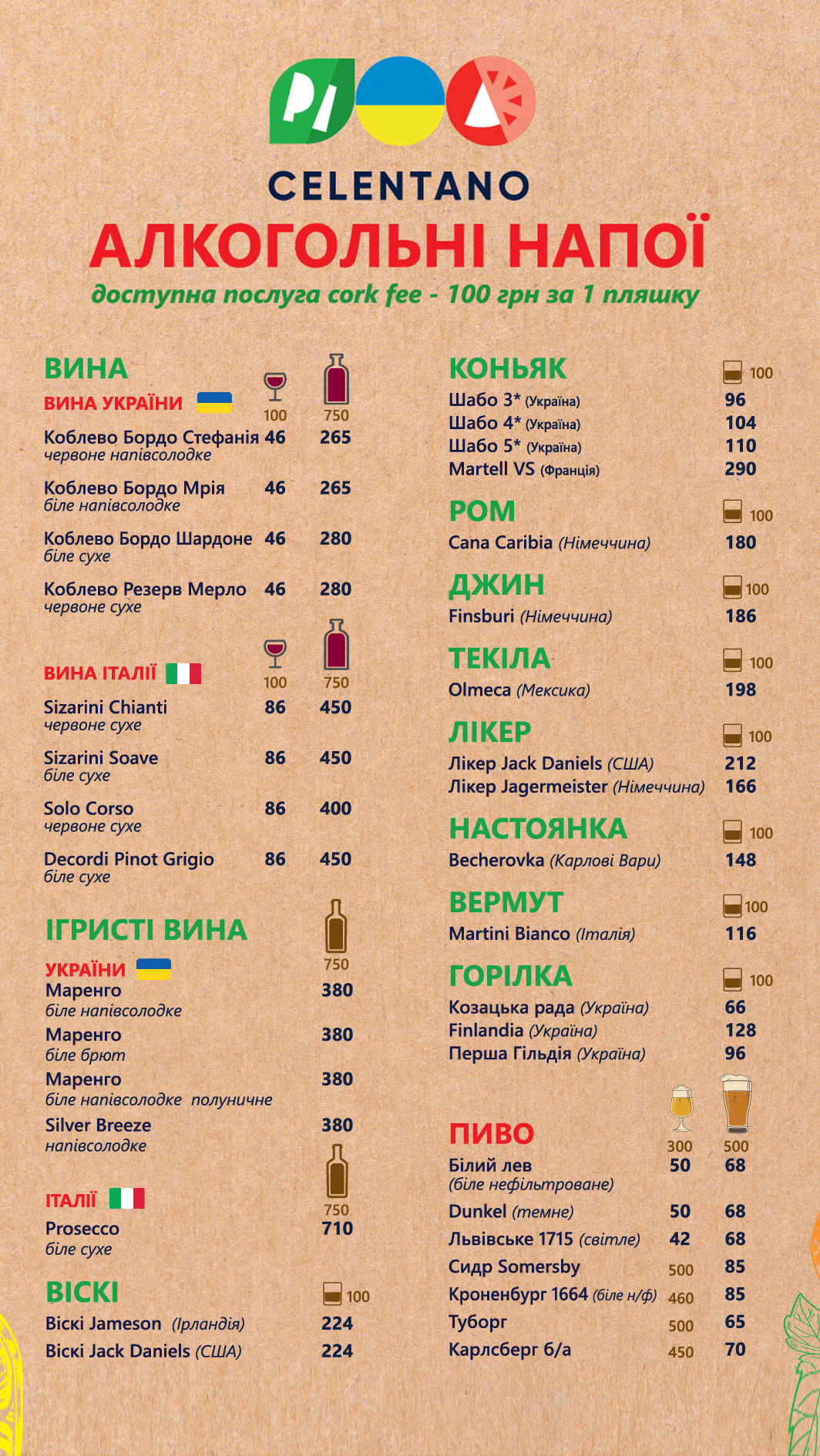Celentano Pizza menu 5